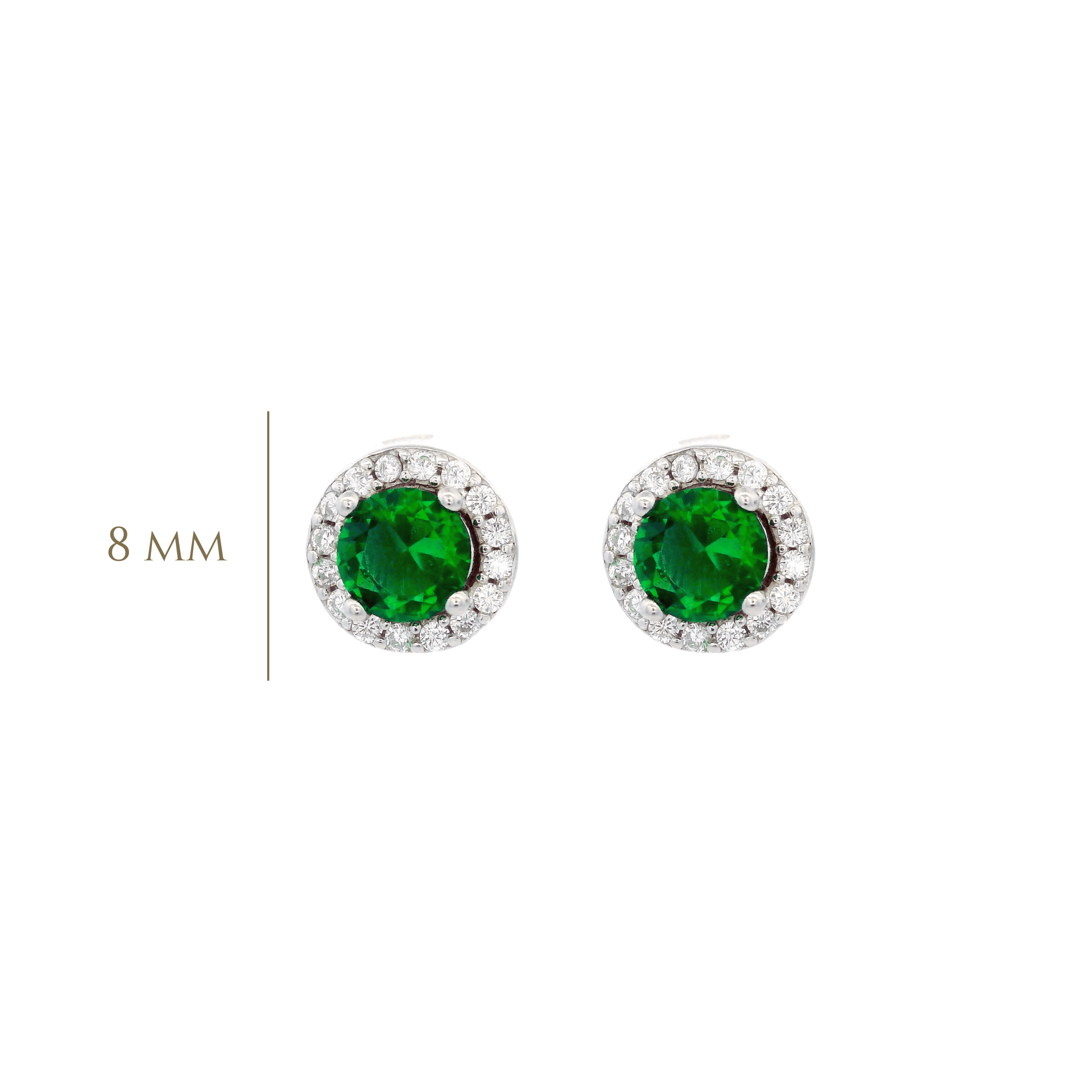 925SL HALO CENTER CZ GREEN EARRINGS - C'SANTOS