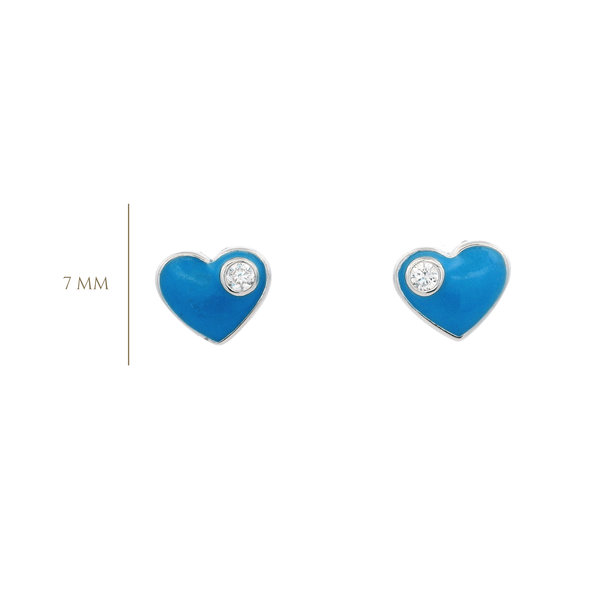 925SL HEART BLUE ENAMEL WITH CZ EARRINGS - C'SANTOS