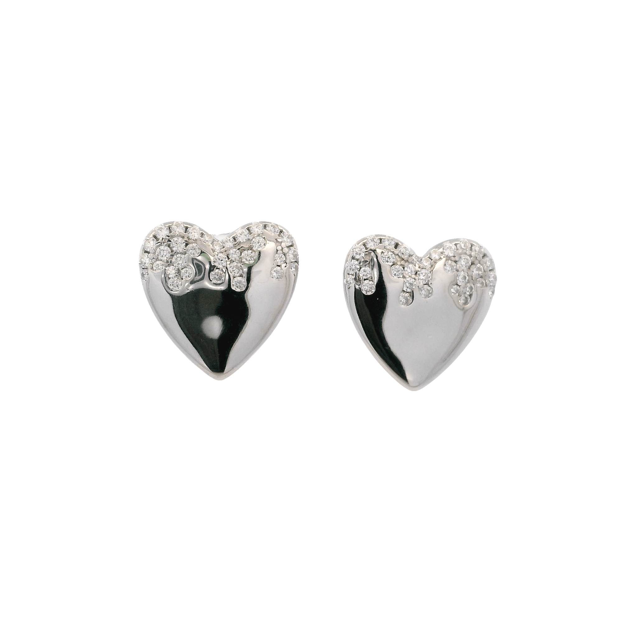 925SL HEART SMOOTH CZ EARRINGS - C'SANTOS