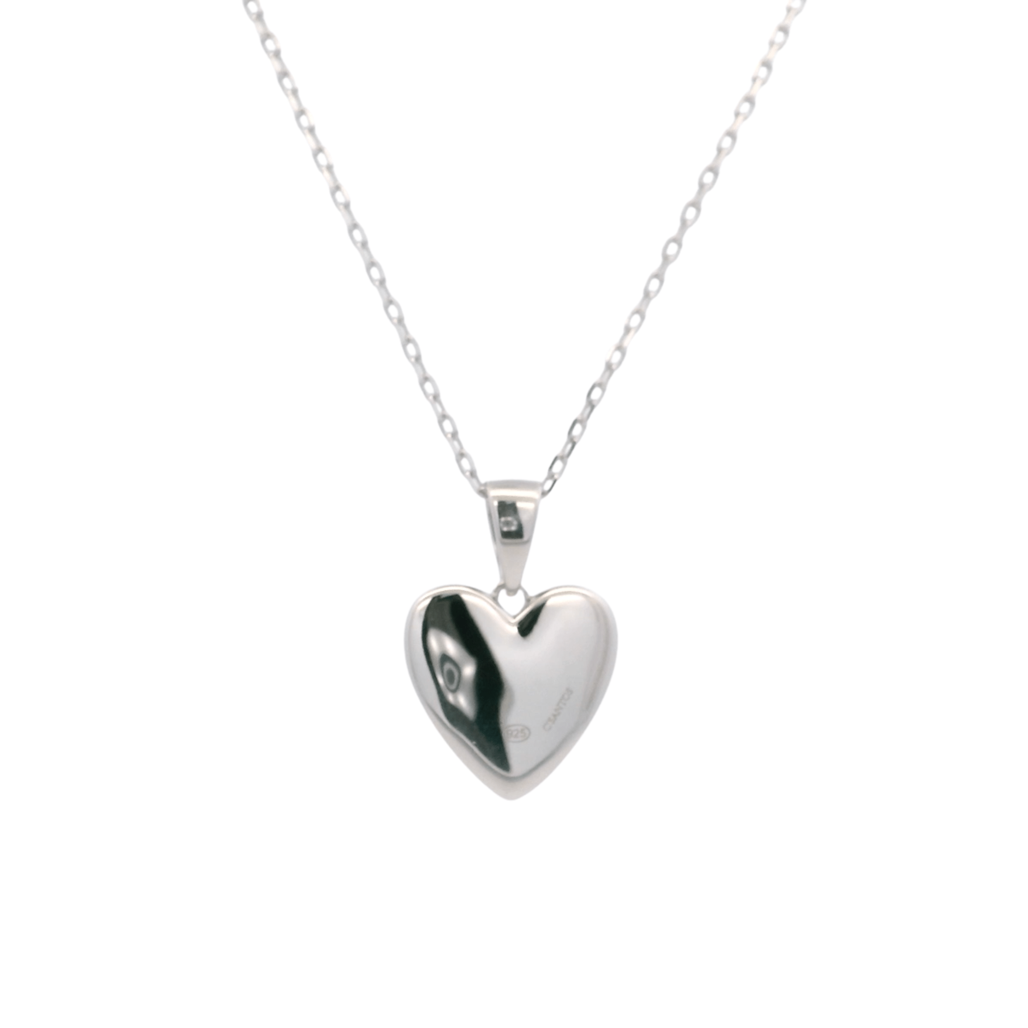 925SL HEART SMOOTH CZ NECKLACE - C'SANTOS
