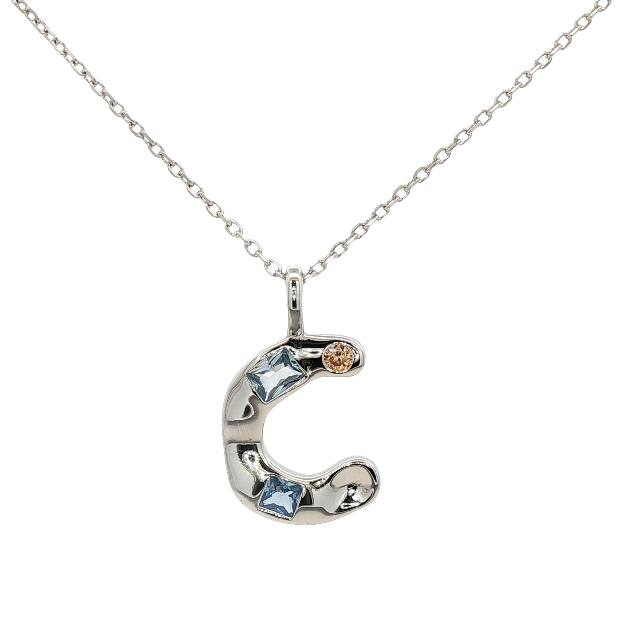 925SL INICIAL C MULTICOLOR CZ NECKLACE - C'SANTOS