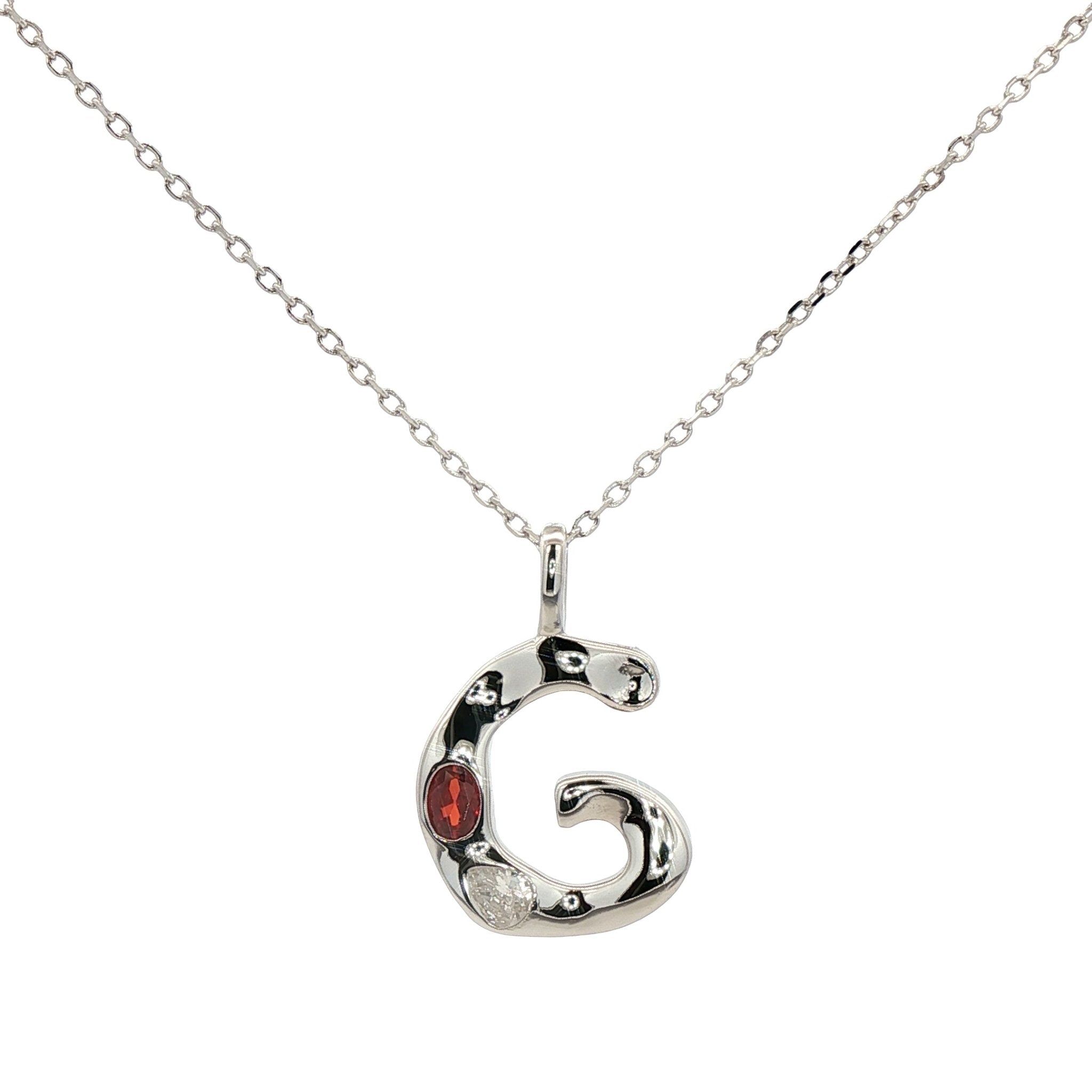 925SL INICIAL G MULTICOLOR CZ NECKLACE - C'SANTOS