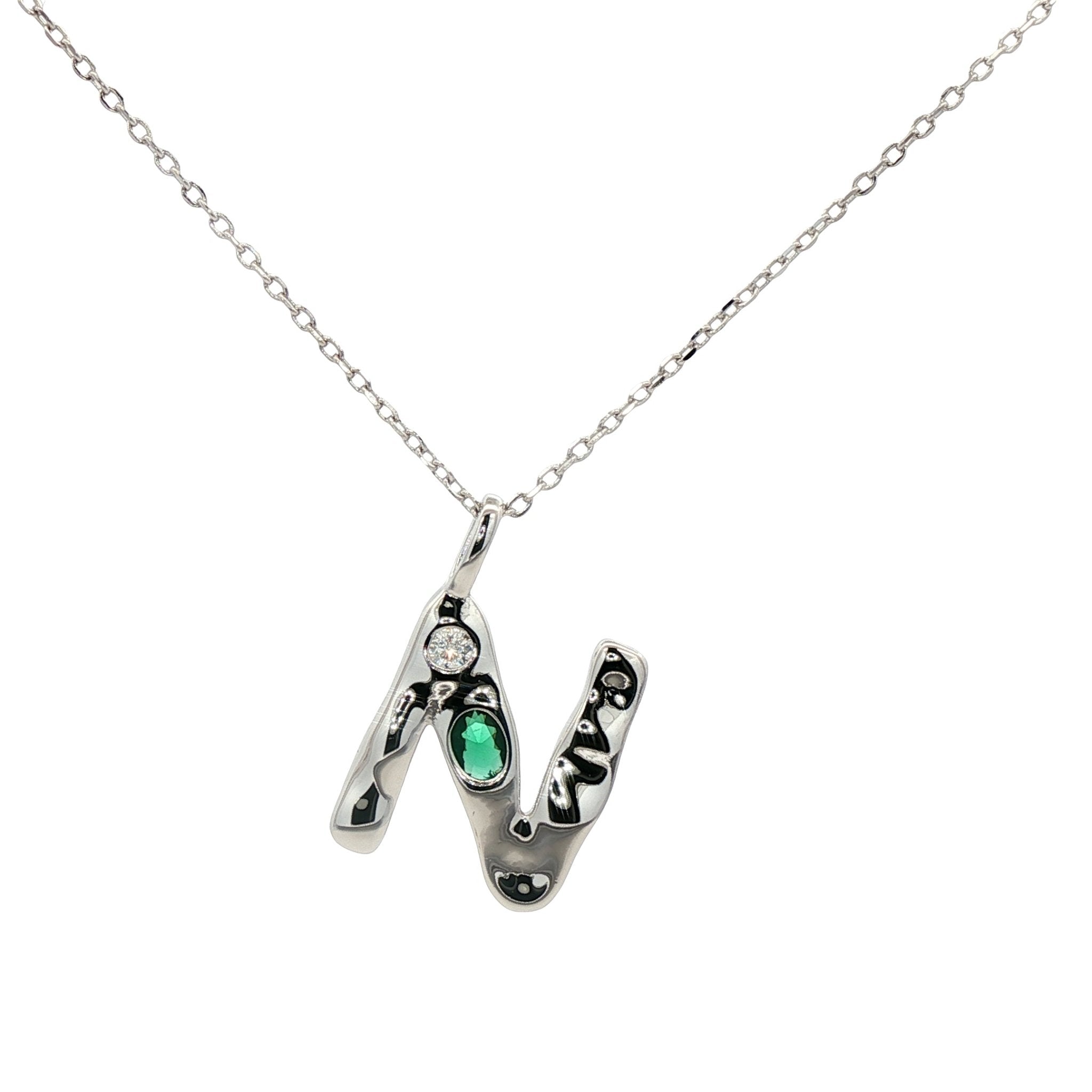 925SL INICIAL N MULTICOLOR CZ NECKLACE - C'SANTOS