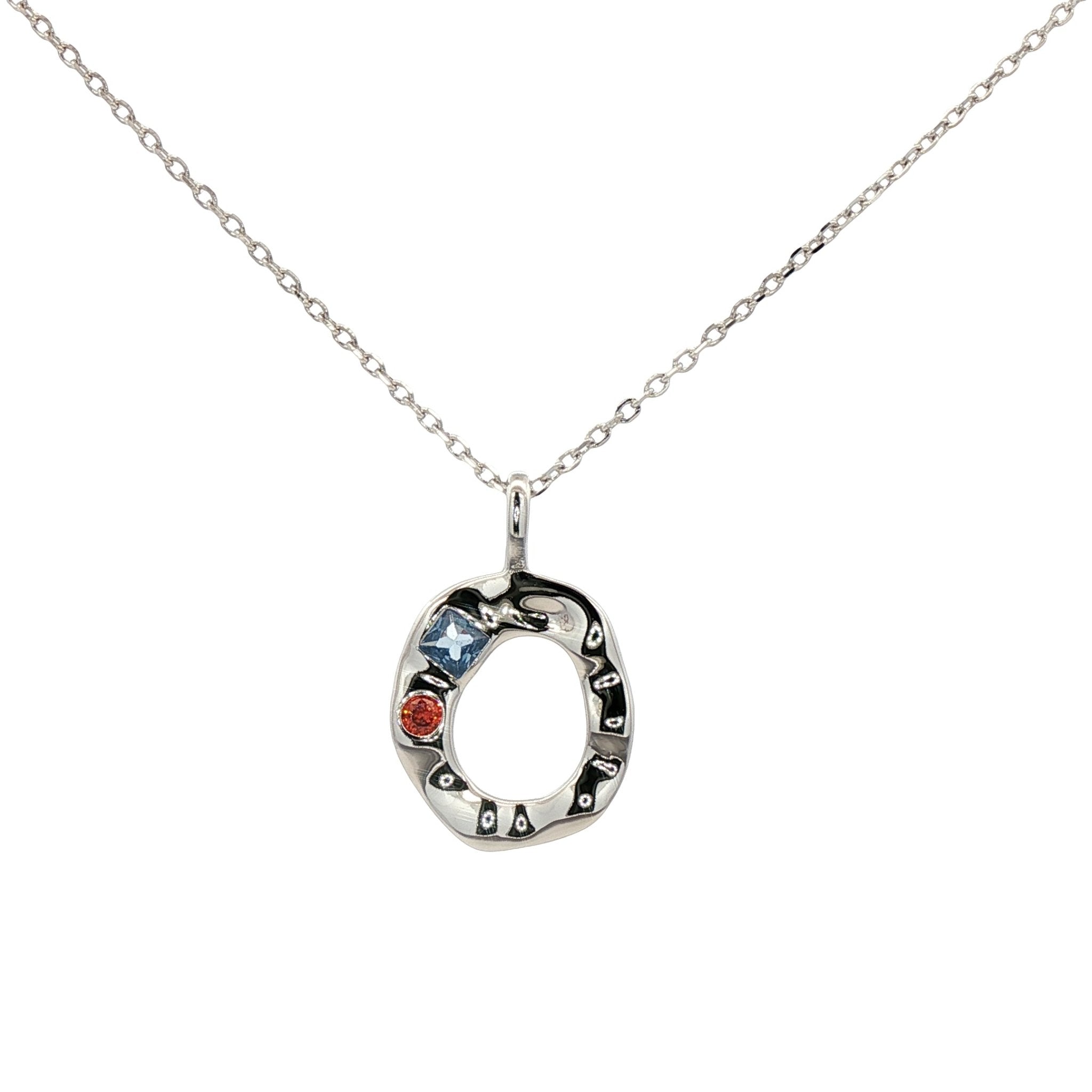 925SL INICIAL O MULTICOLOR CZ NECKLACE - C'SANTOS
