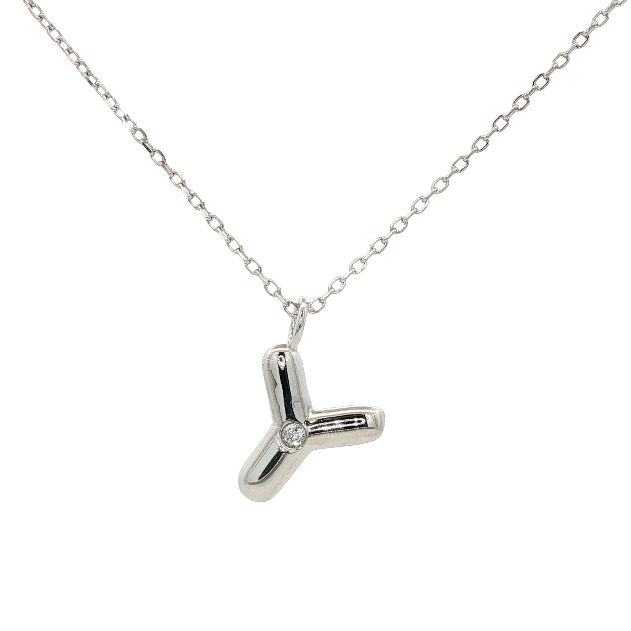 925SL INICIAL Y CZ NECKLACE - C'SANTOS