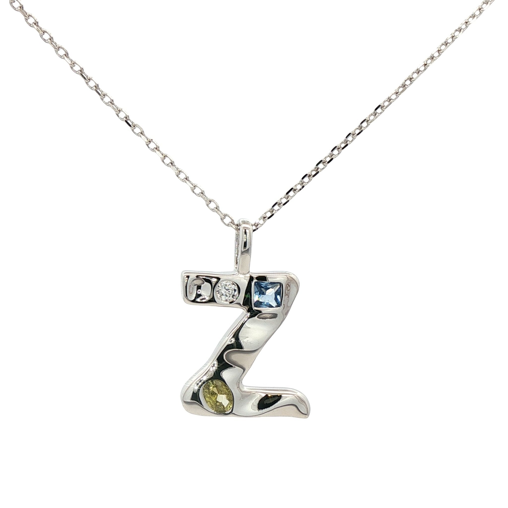 925SL INICIAL Z MULTICOLOR CZ NECKLACE - C'SANTOS