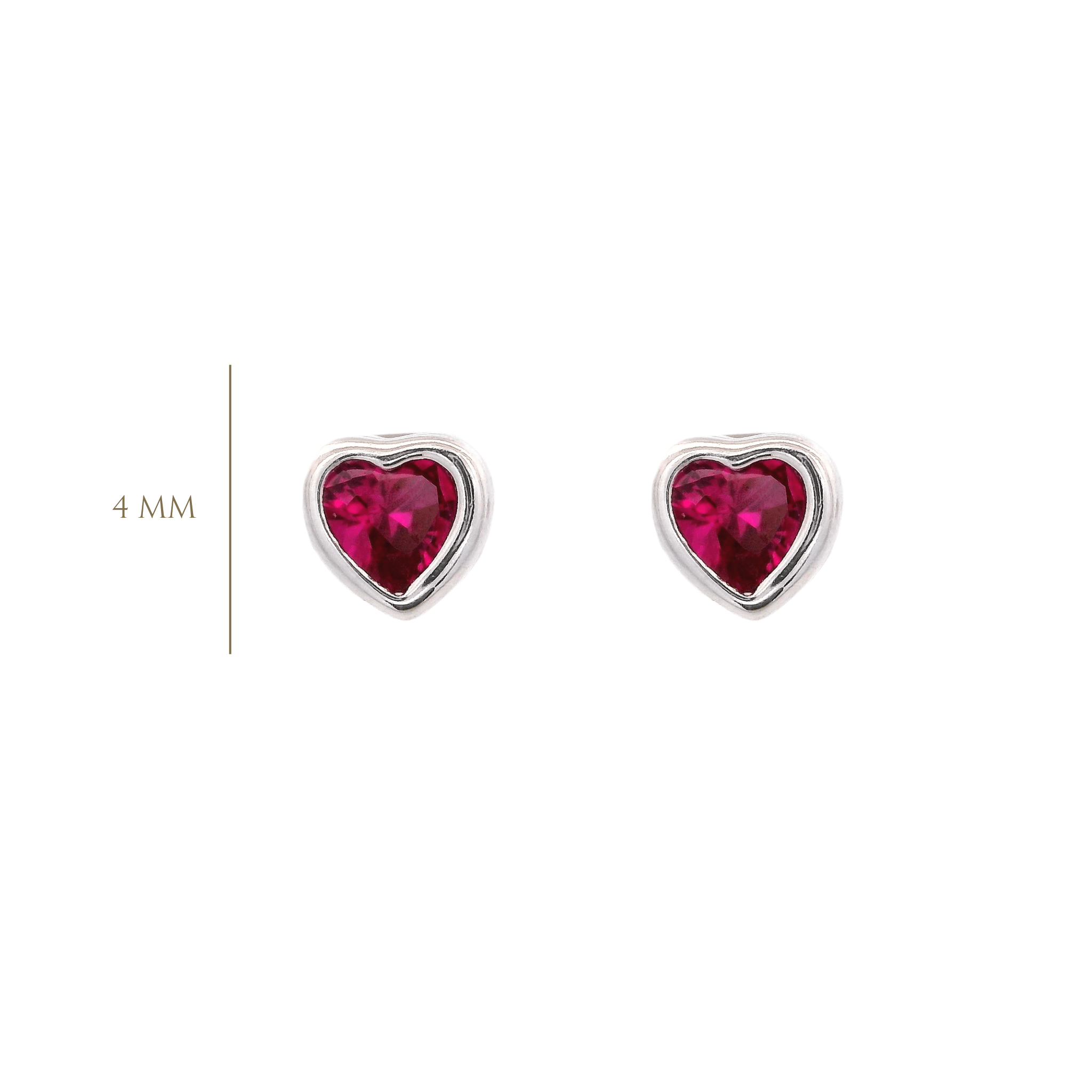 925SL MINI HEART BEZEL CZ FUSHIA EARRINGS - C'SANTOS