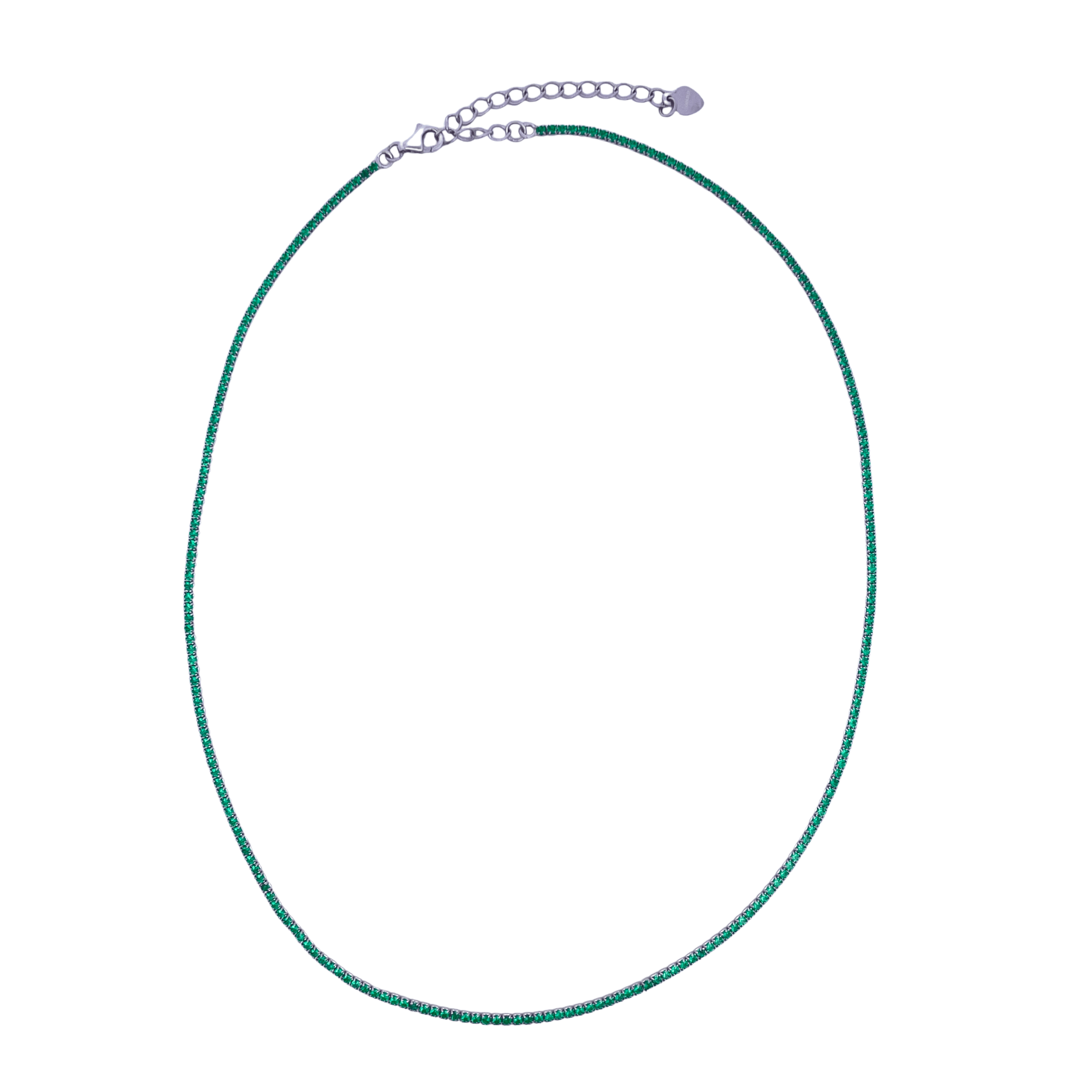 925SL MINI TENNIS CZ GREEN NECKLACE - C'SANTOS