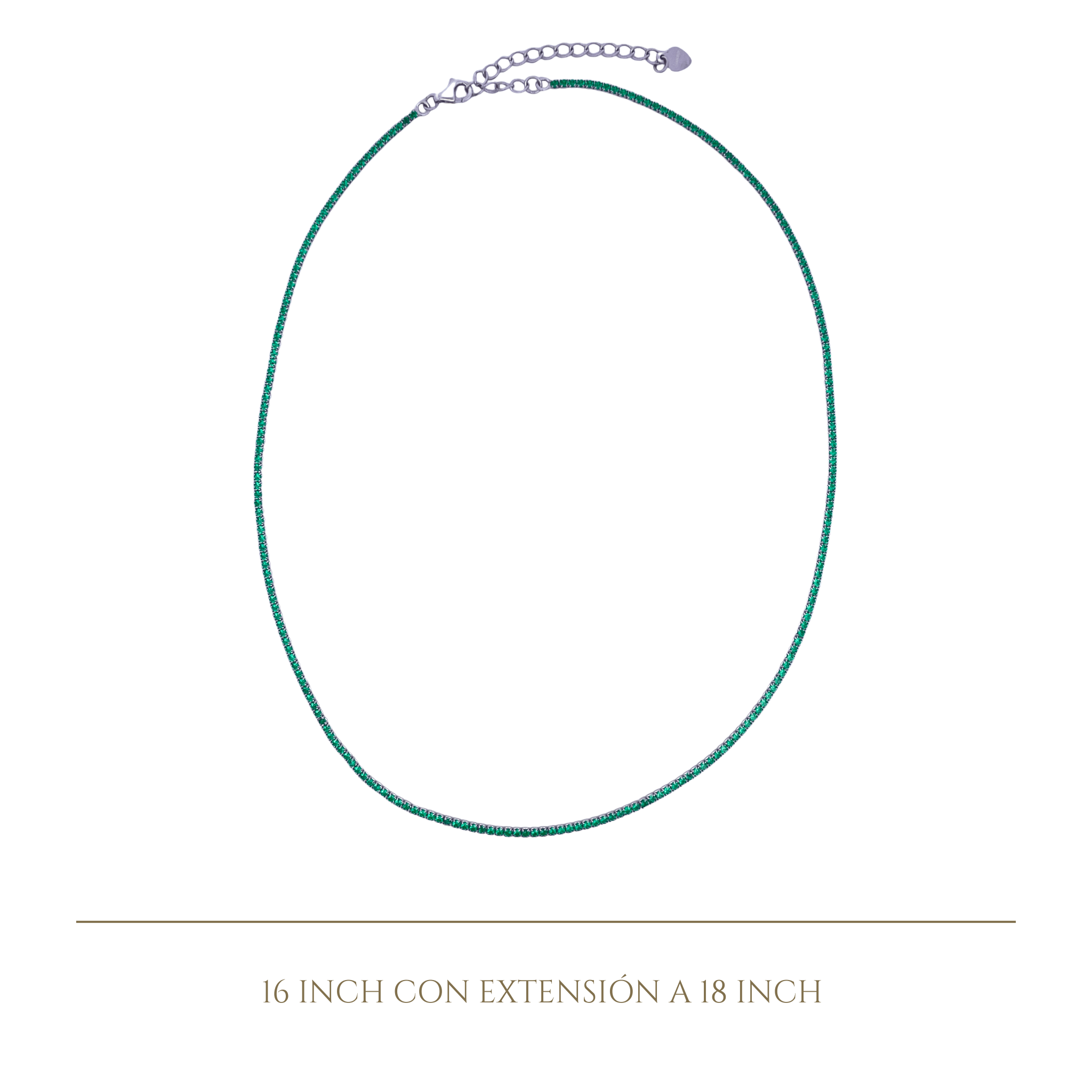 925SL MINI TENNIS CZ GREEN NECKLACE - C'SANTOS