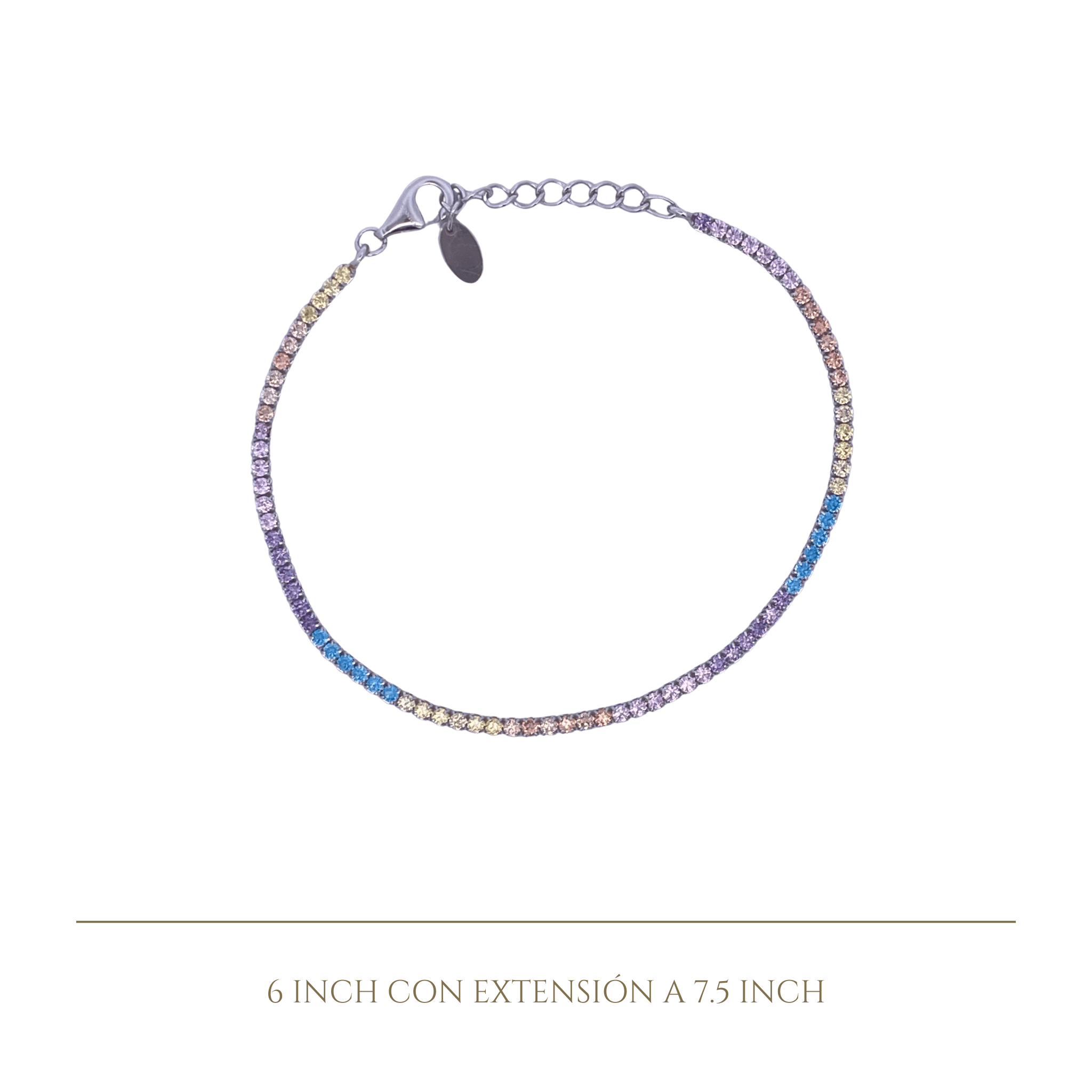 925SL MINI TENNIS CZ MULTICOLOR BRACELET - C'SANTOS