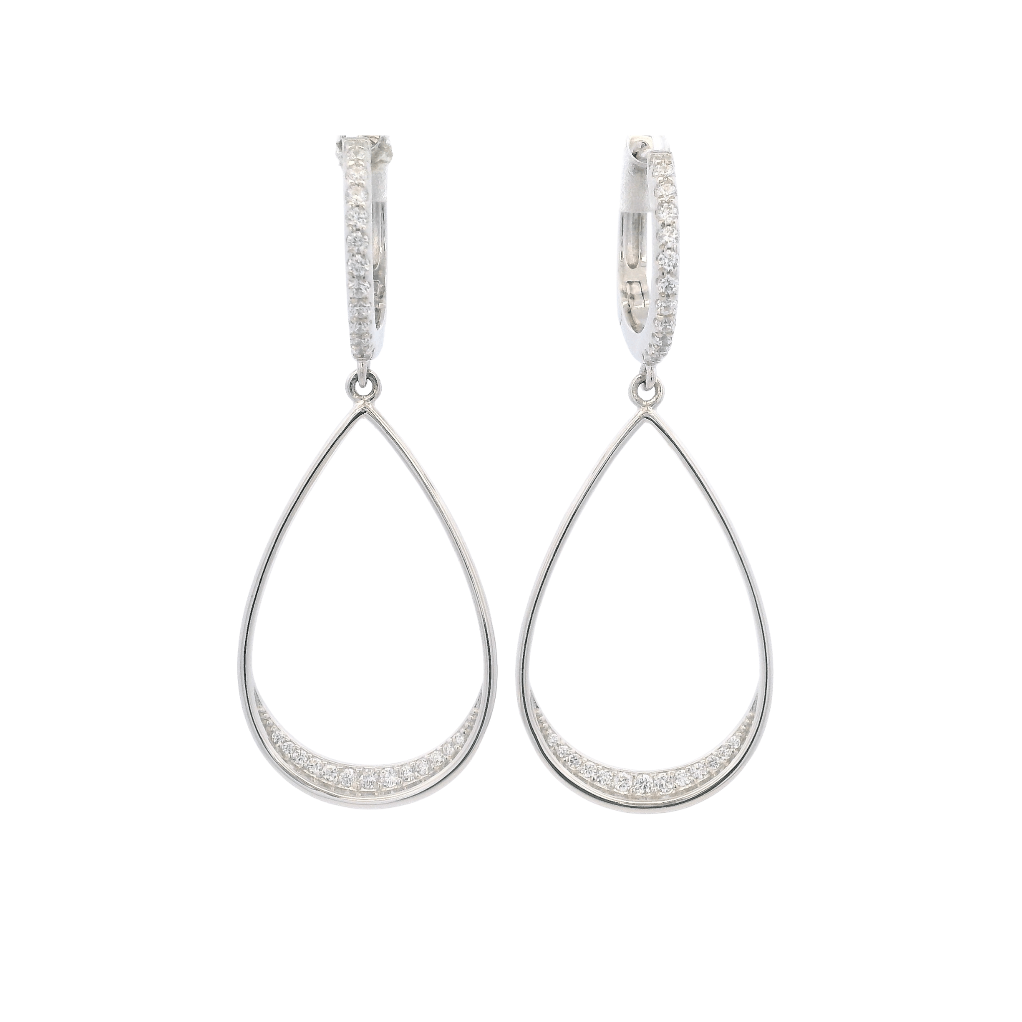 925SL OUTLINE DROP WITH CZ EARRINGS - C'SANTOS