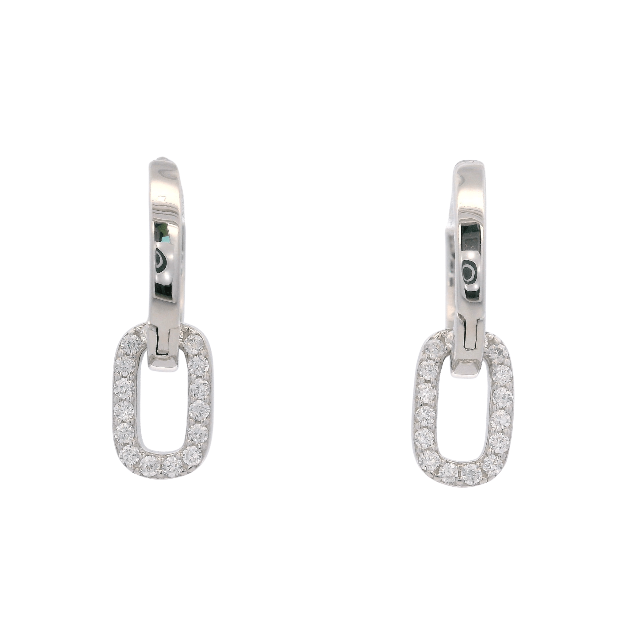 925SL PENDANT SQUARE PAVE HUGGIES - C'SANTOS