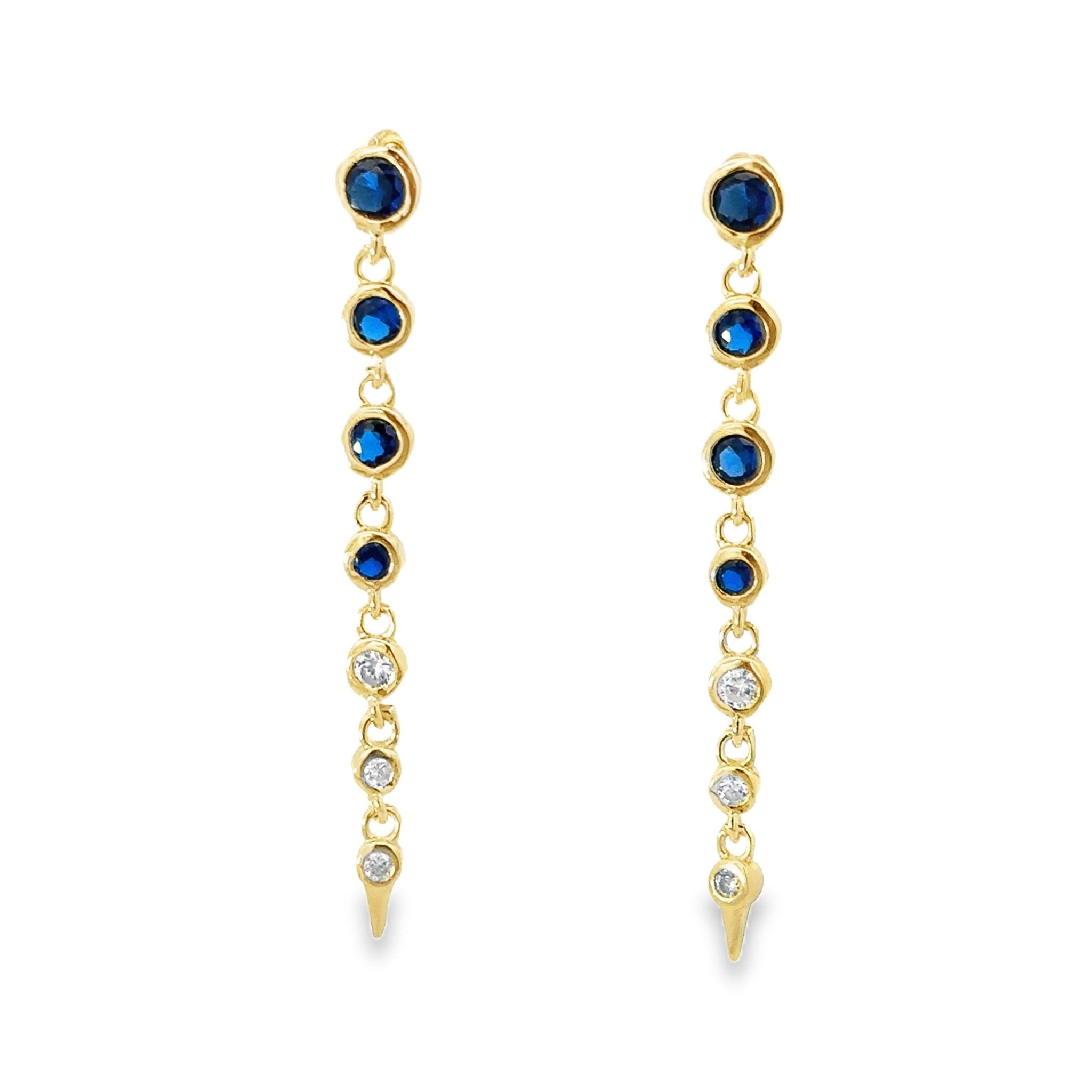 925SL ROUND BLUE TENNIS EARRINGS - C'SANTOS
