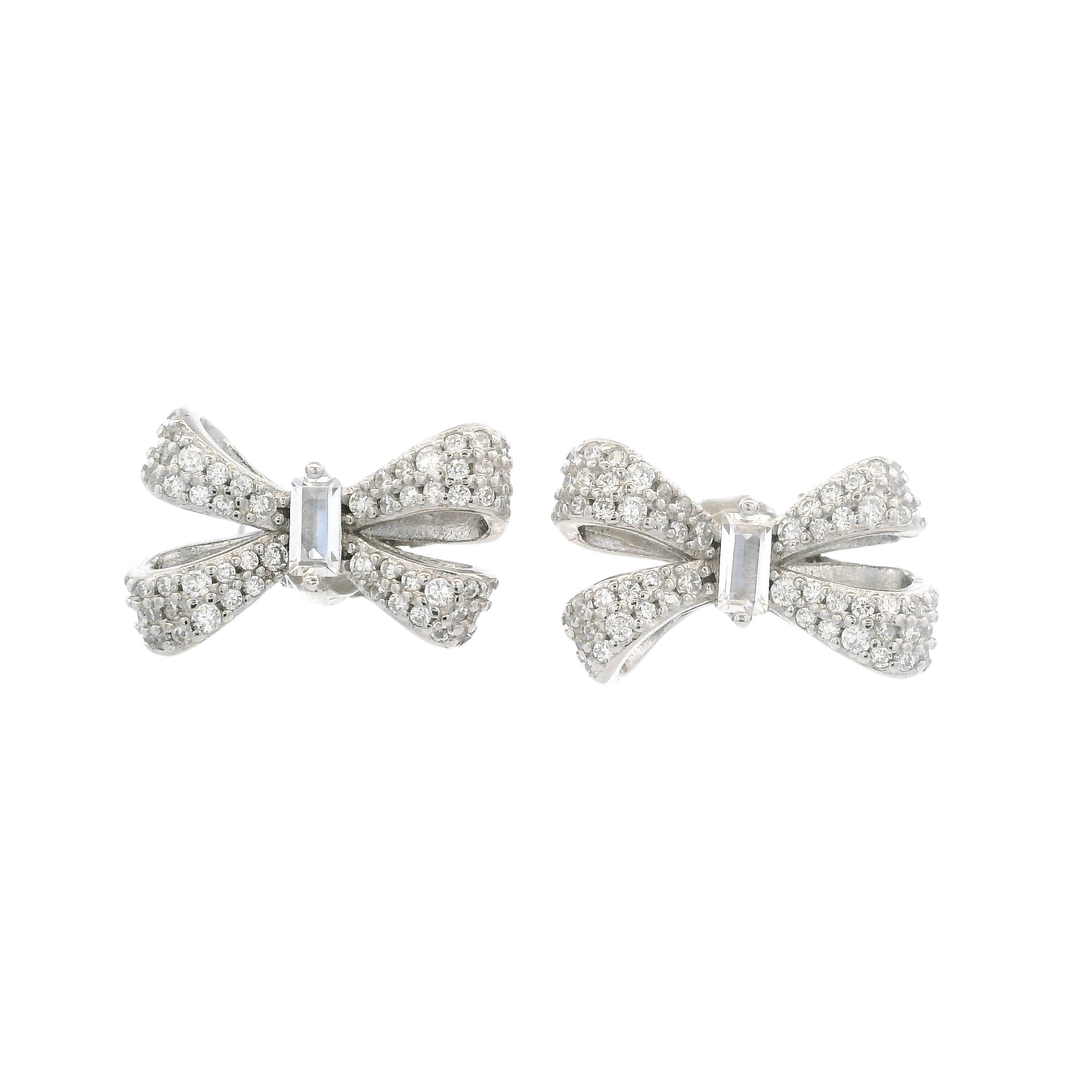 925SL SMALL BOW PAVE CENTER CZ EARRINGS - C'SANTOS