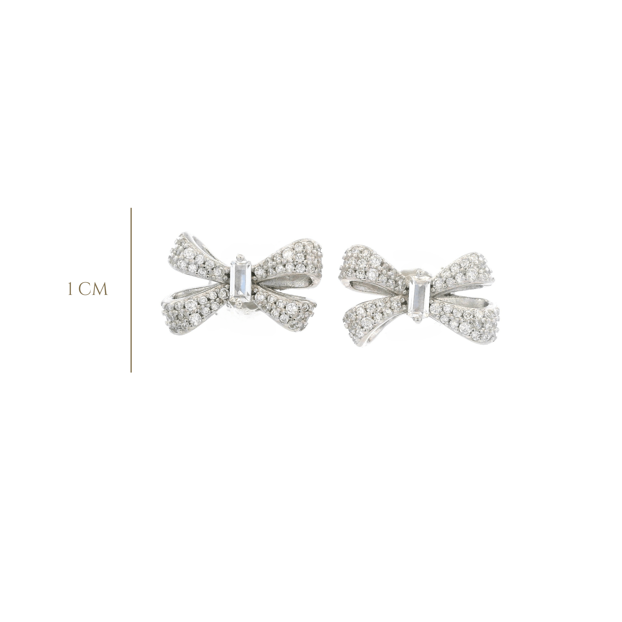 925SL SMALL BOW PAVE CENTER CZ EARRINGS - C'SANTOS