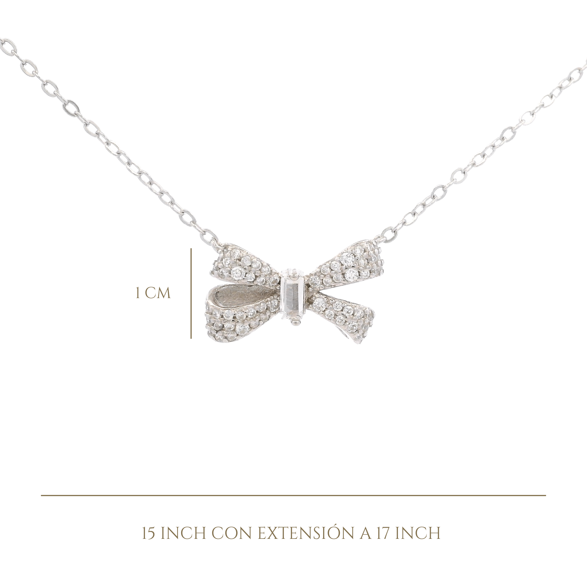 925SL SMALL BOW PAVE CENTER CZ PURPLE NECKLACE - C'SANTOS