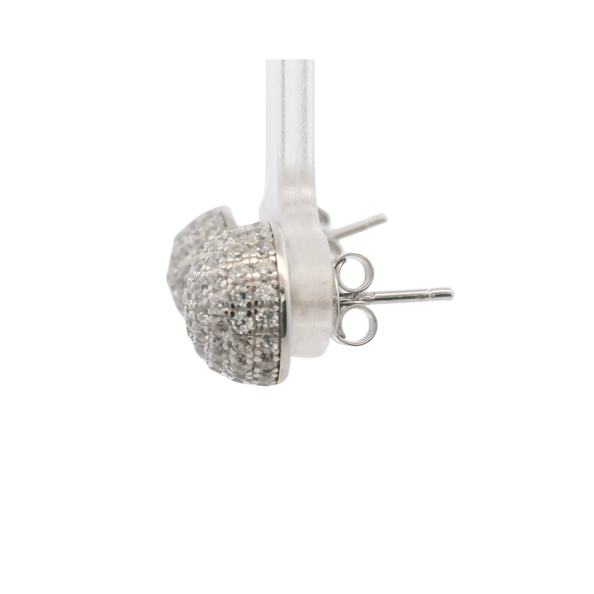 925SL SMALL DOME PAVE CZ EARRINGS - C'SANTOS