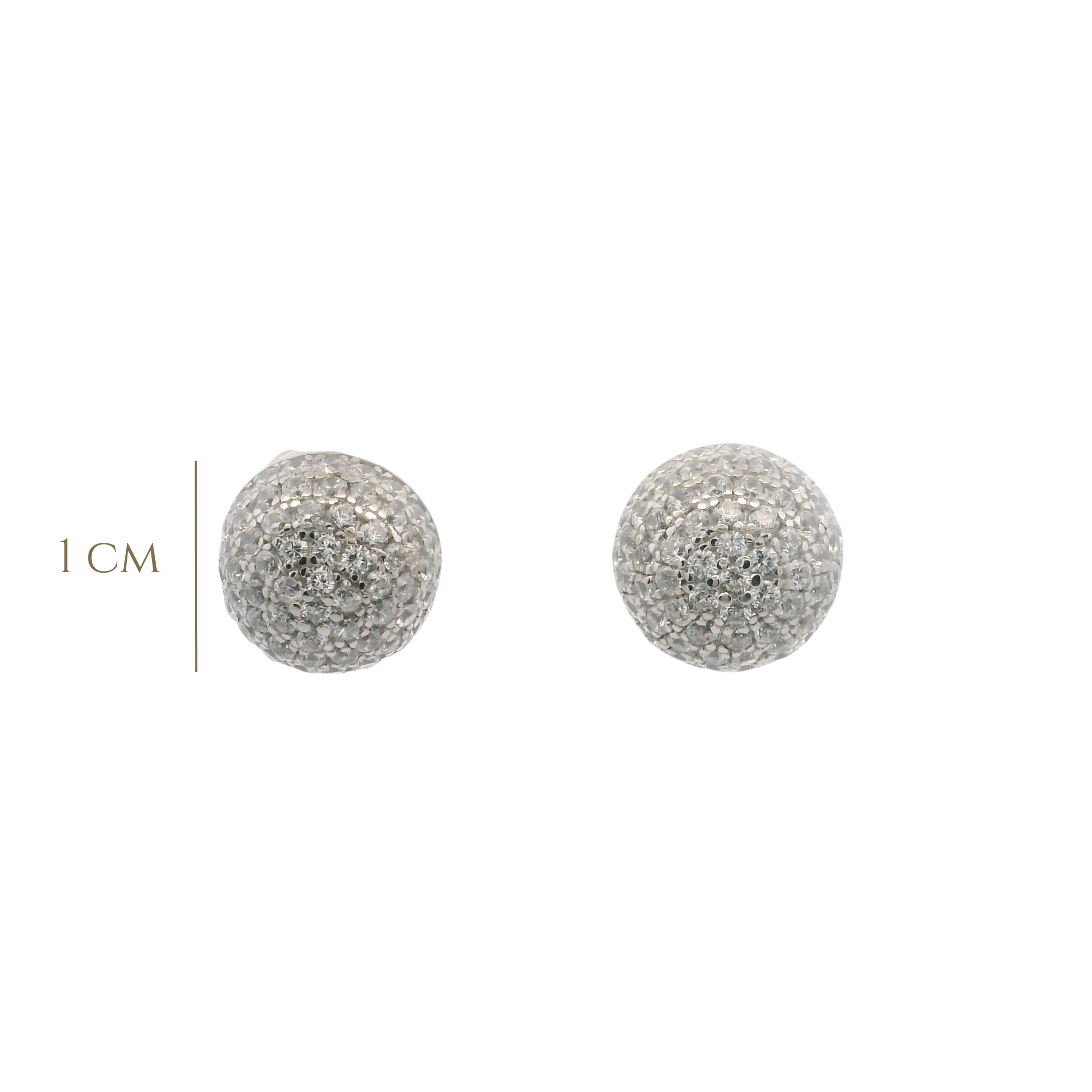 925SL SMALL DOME PAVE CZ EARRINGS - C'SANTOS