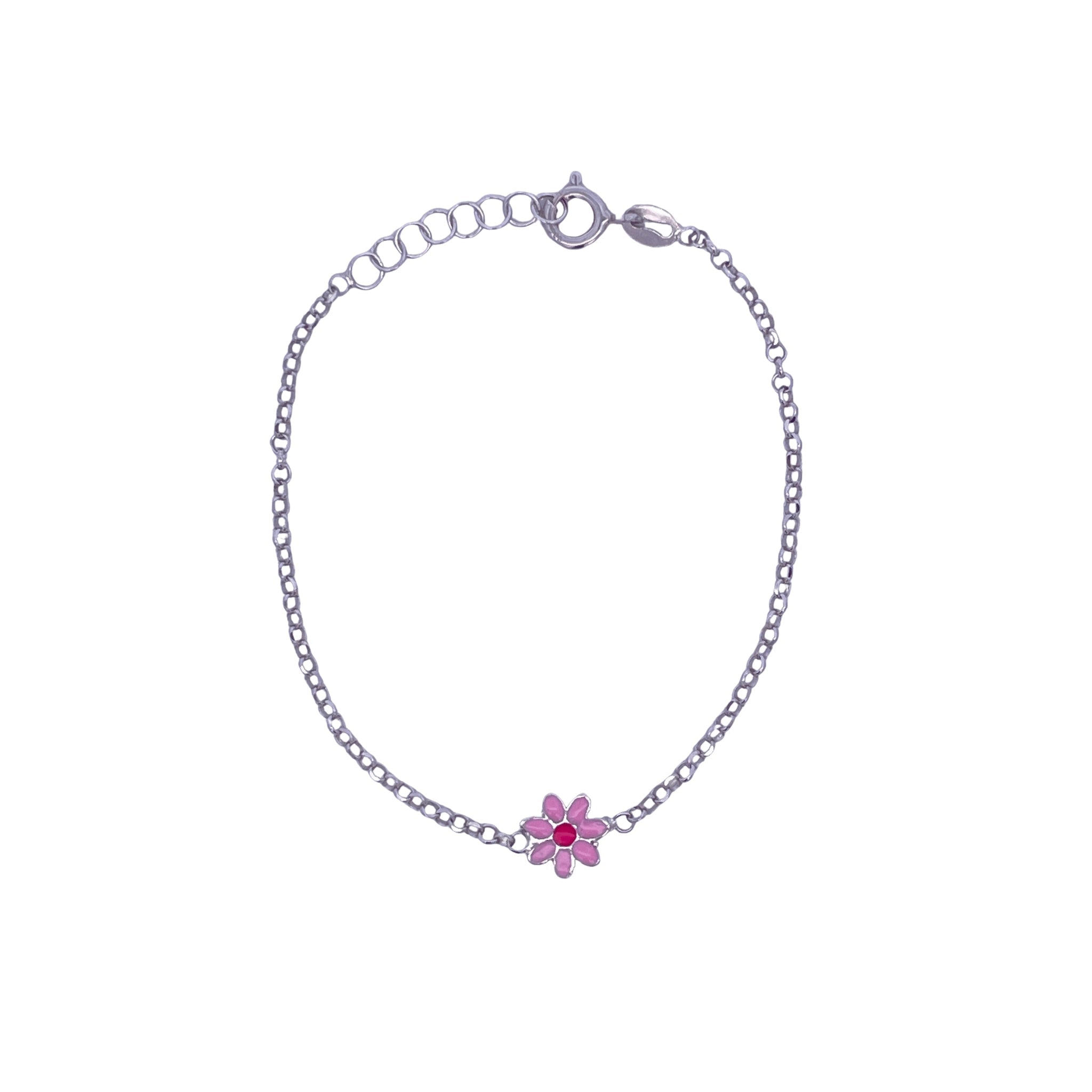 925SL SOLITARY DAISY PINK ENAMEL BRACELET - C'SANTOS