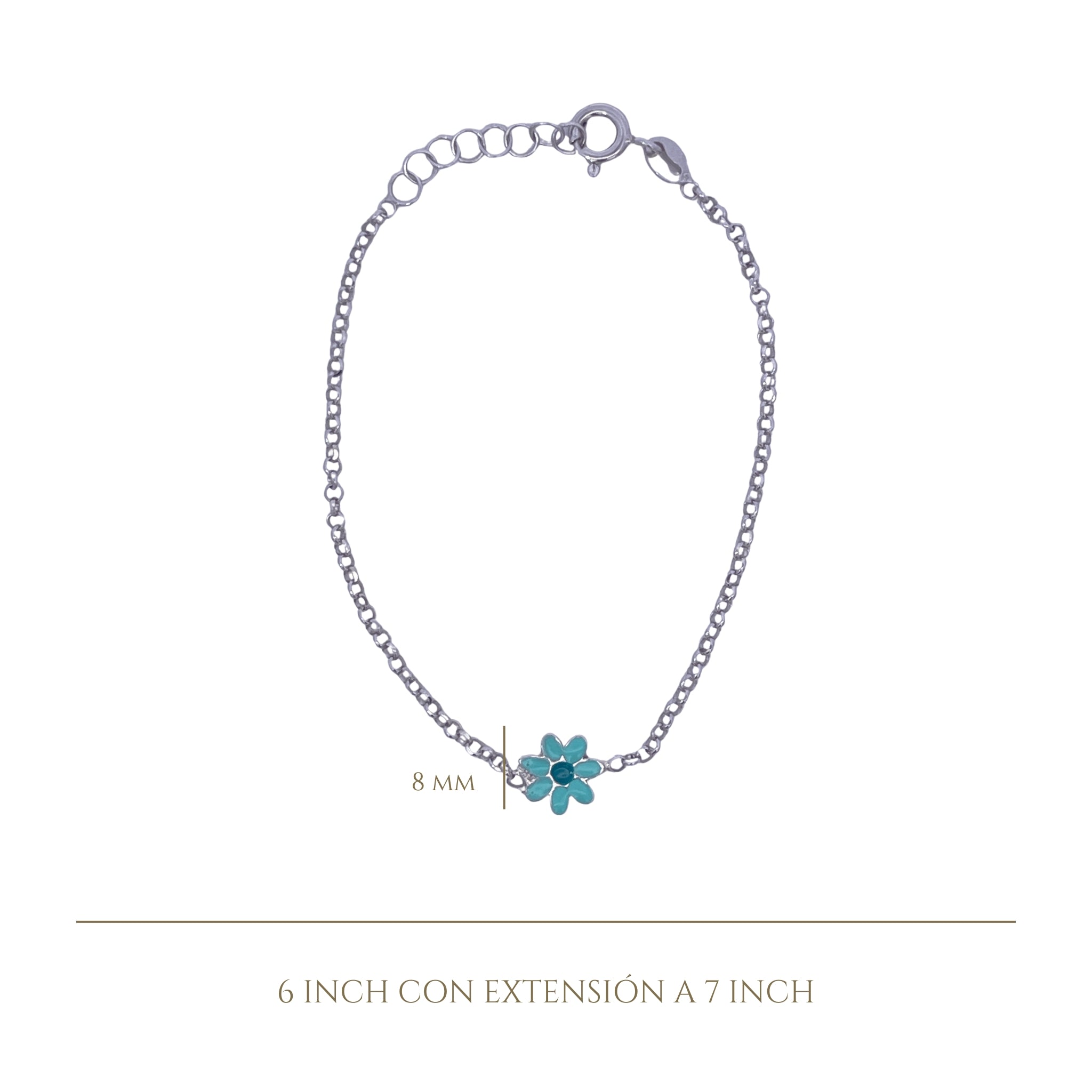 925SL SOLITARY DAISY TURQUOISE ENAMEL BRACELET - C'SANTOS