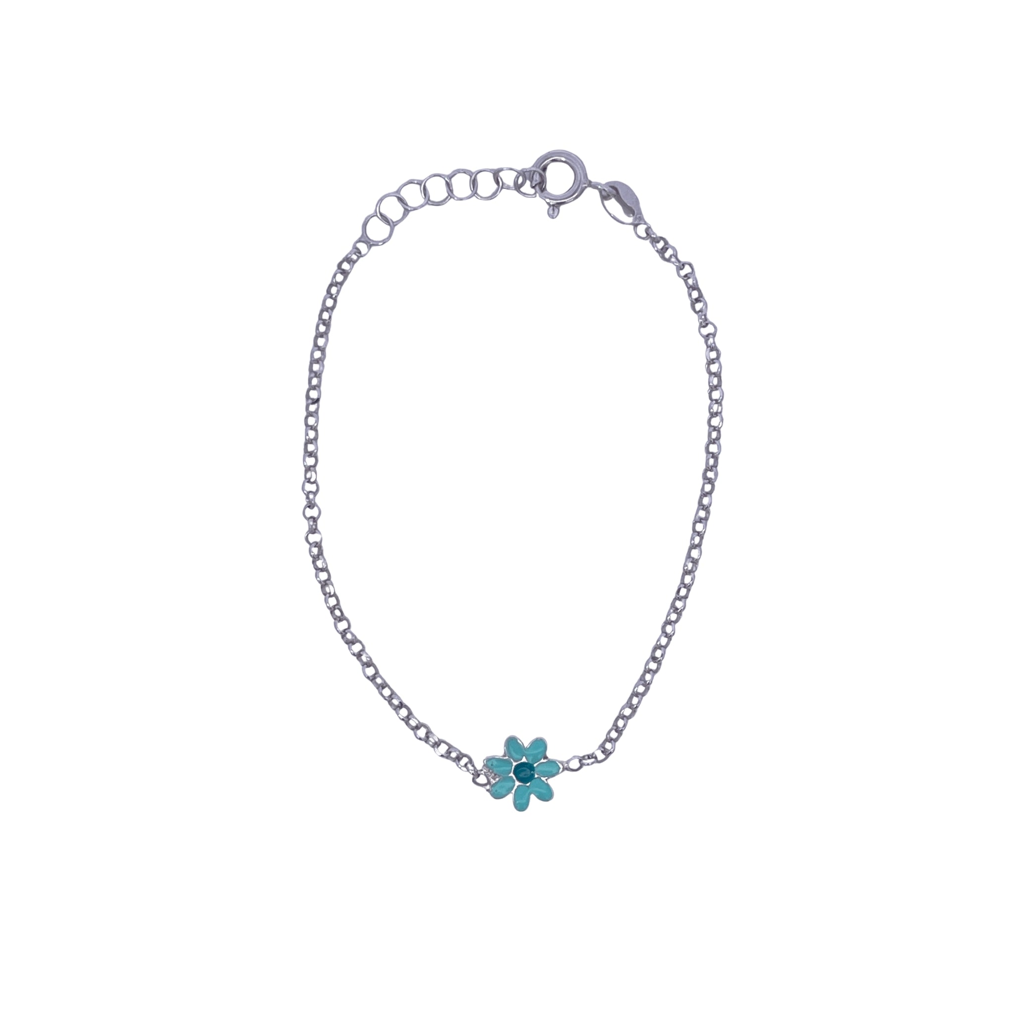 925SL SOLITARY DAISY TURQUOISE ENAMEL BRACELET - C'SANTOS