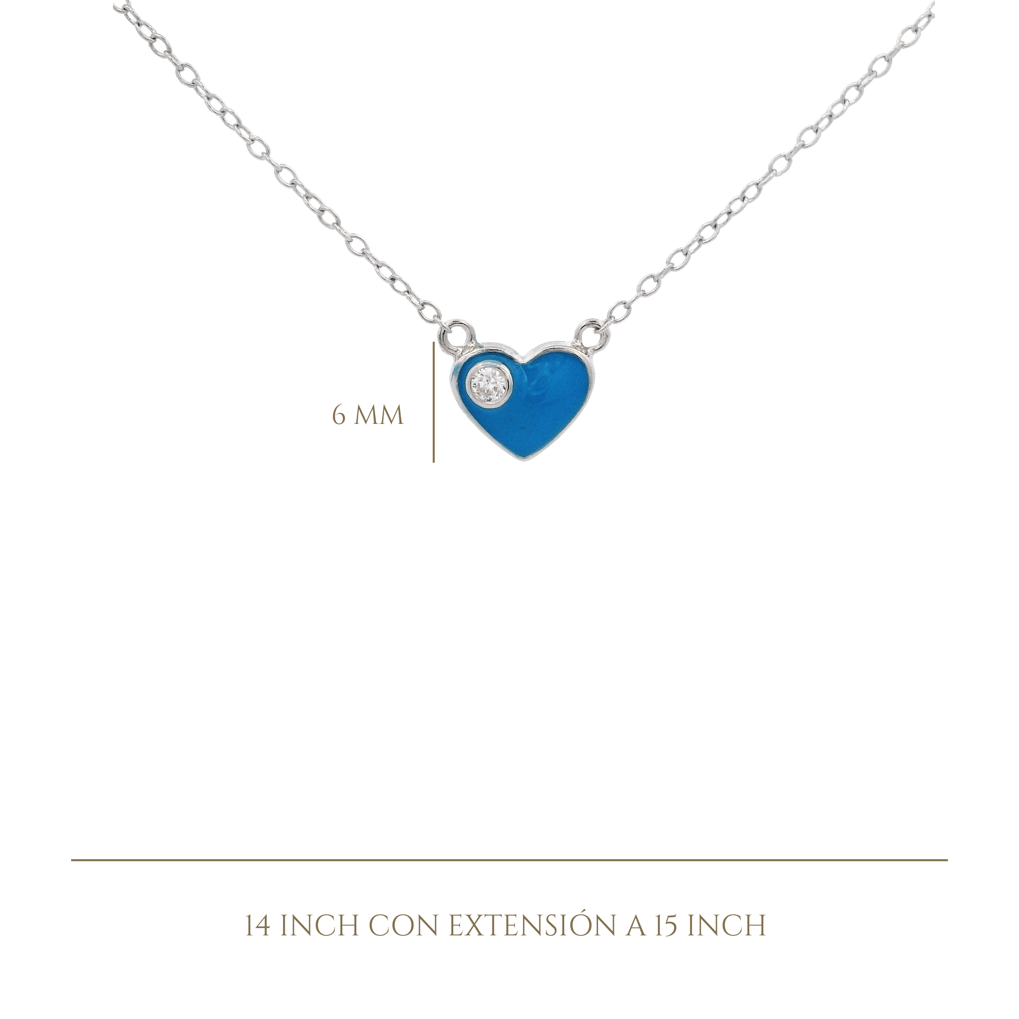 925SL SOLITARY HEART BLUE ENAMEL WITH CZ NECKLACE - C'SANTOS
