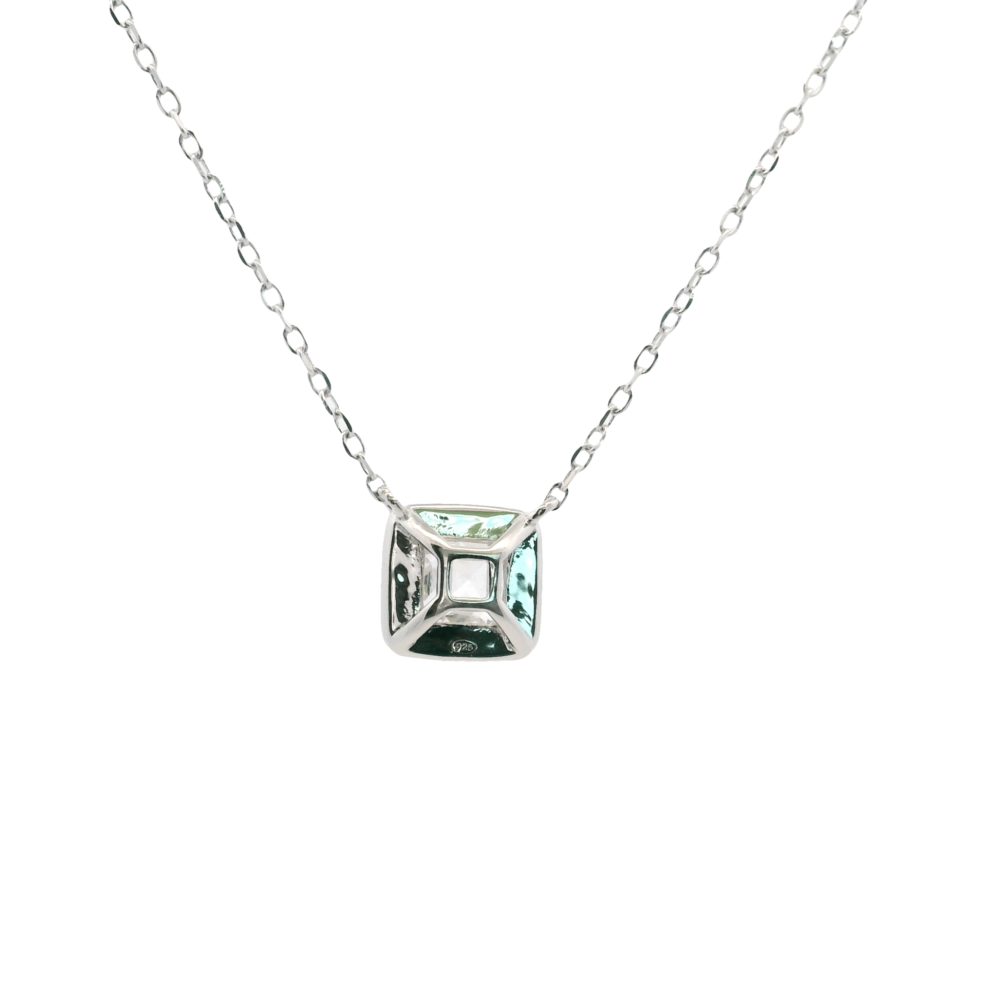 925SL SOLITARY SQUARE CZ NECKLACE - C'SANTOS