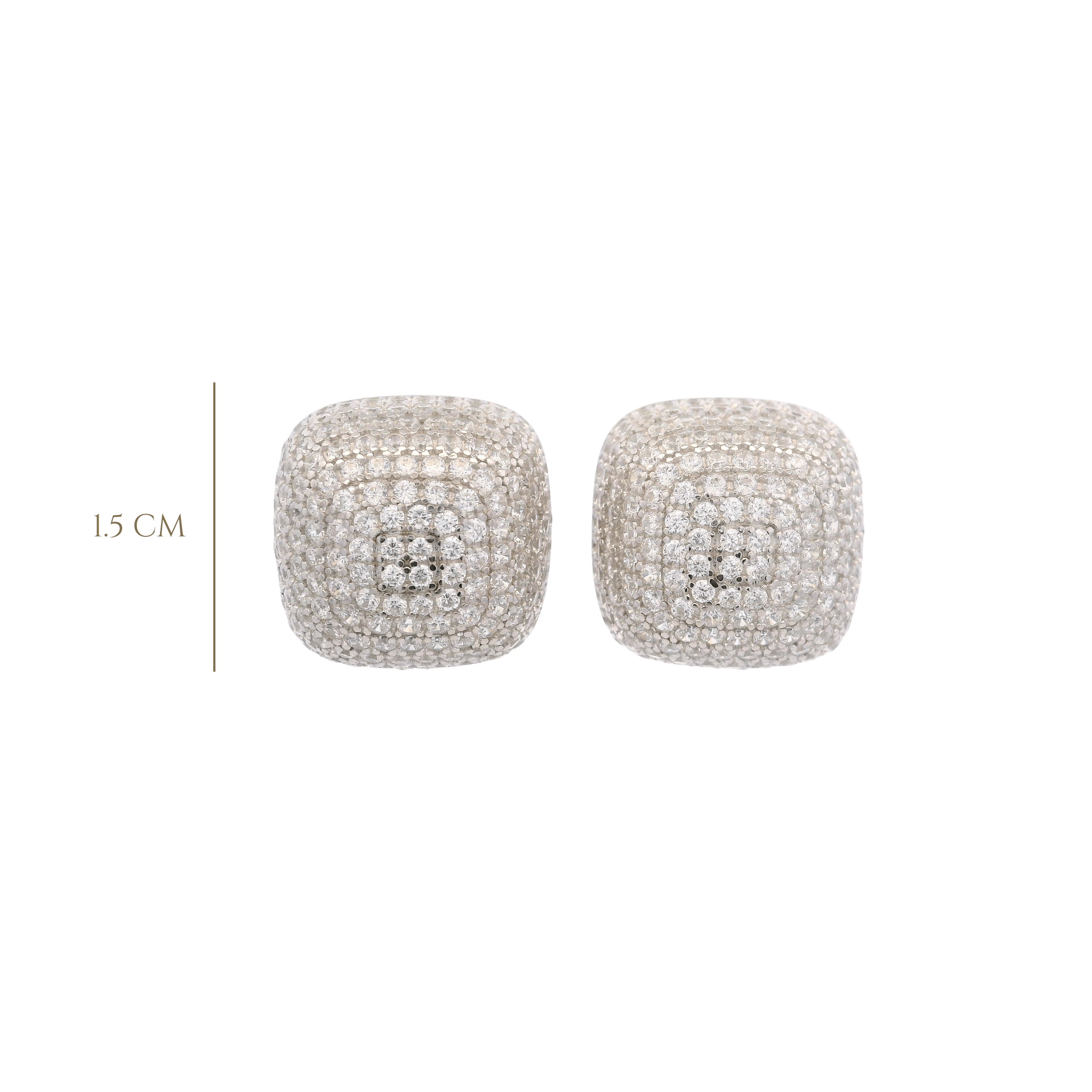 925SL SQUARE DOME PAVE CZ EARRINGS - C'SANTOS