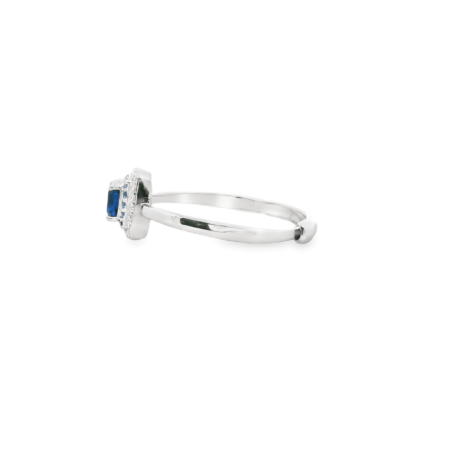 925SL SQUARE HALO CZ BLUE ADJUSTABLE RING - C'SANTOS