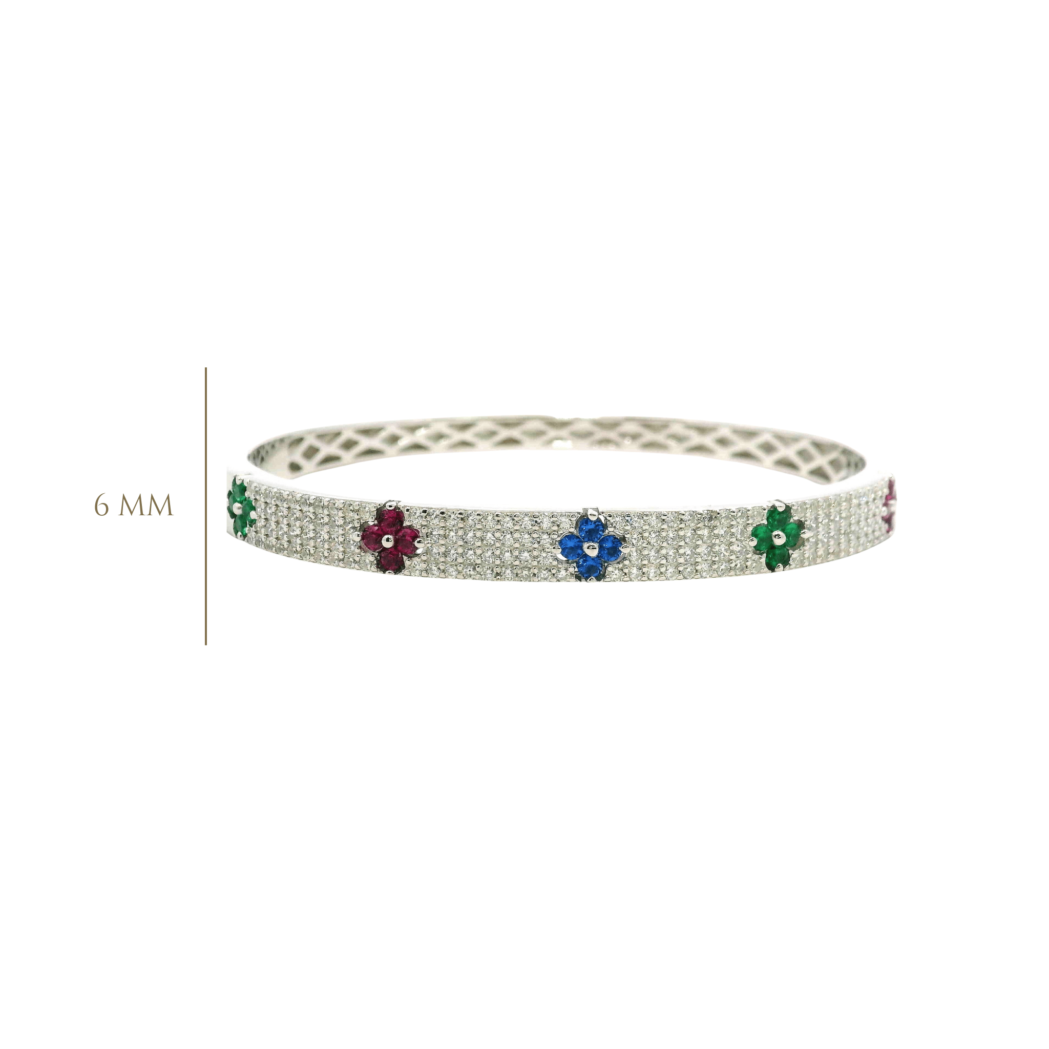 925SL STATION FLOWER MULTICOLOR BANGLE - C'SANTOS