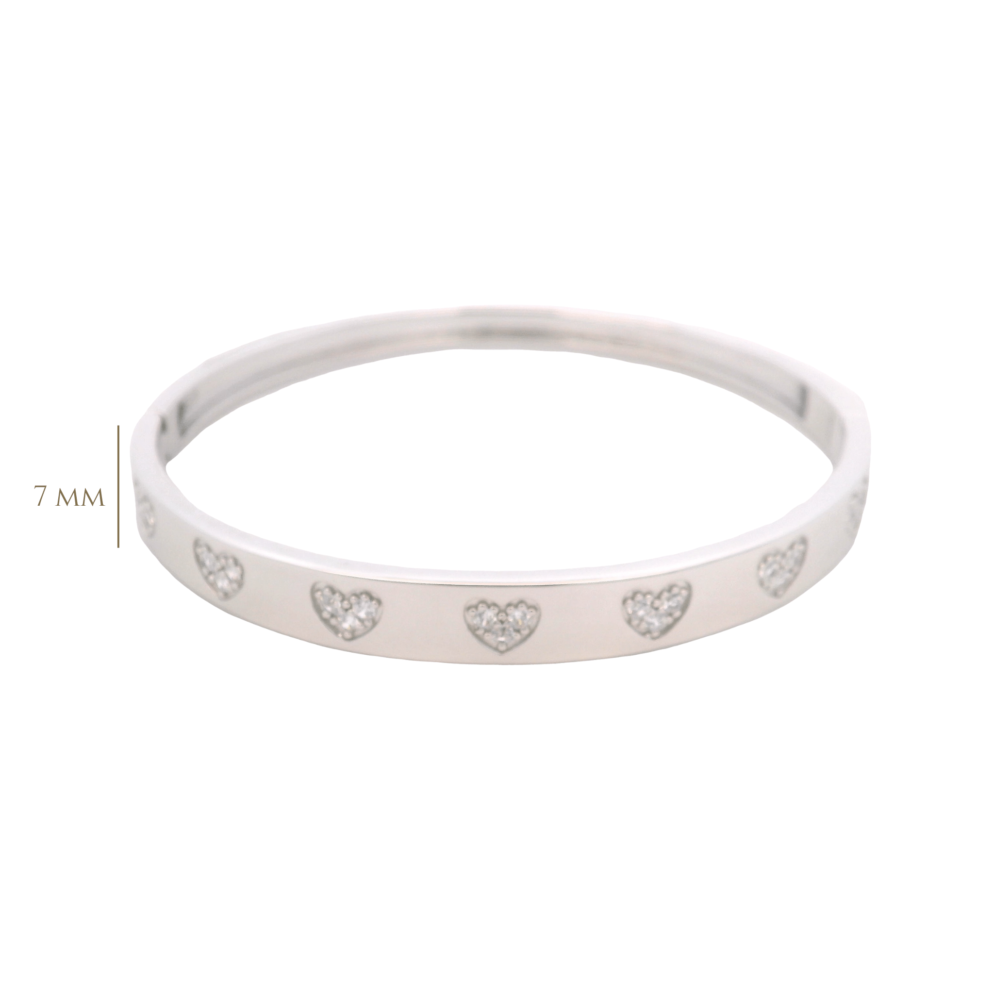 925SL STATION HEART PAVE BANGLE - C'SANTOS