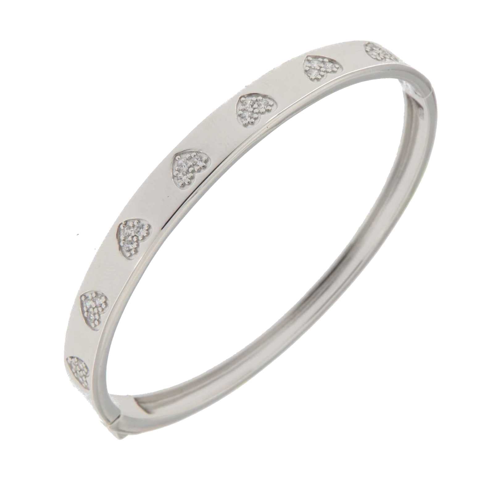 925SL STATION HEART PAVE BANGLE - C'SANTOS