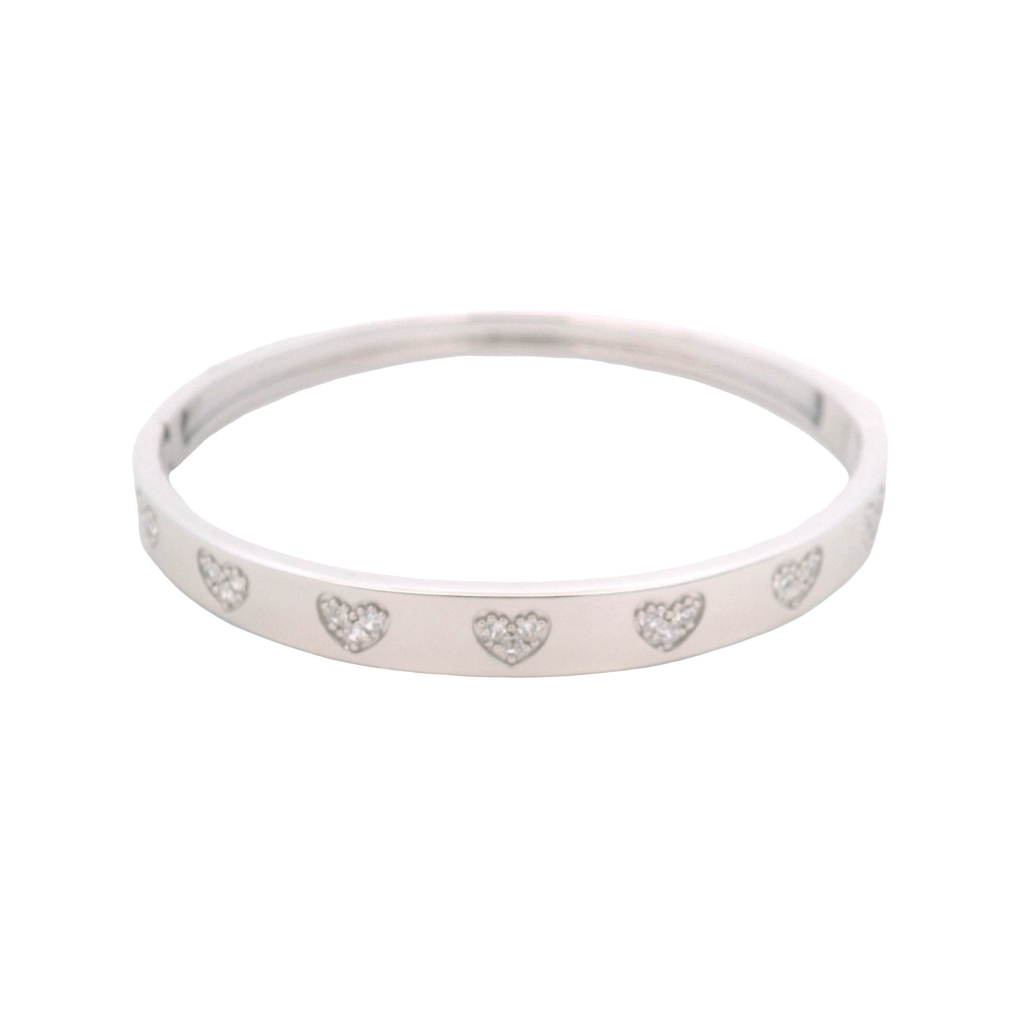 925SL STATION HEART PAVE BANGLE - C'SANTOS