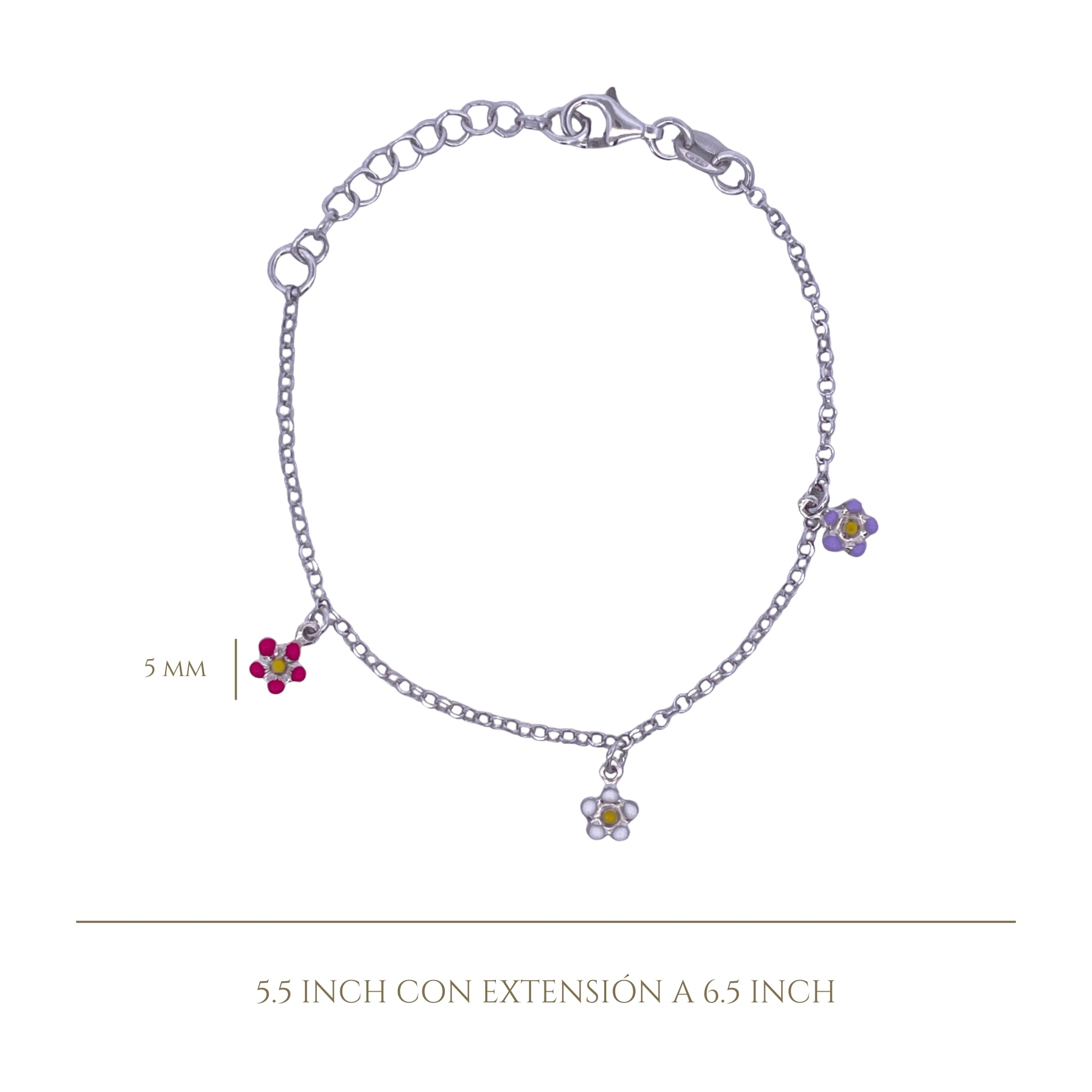 925SL STATION MINI FLOWER MULTICOLOR ENAMEL BRACELET - C'SANTOS