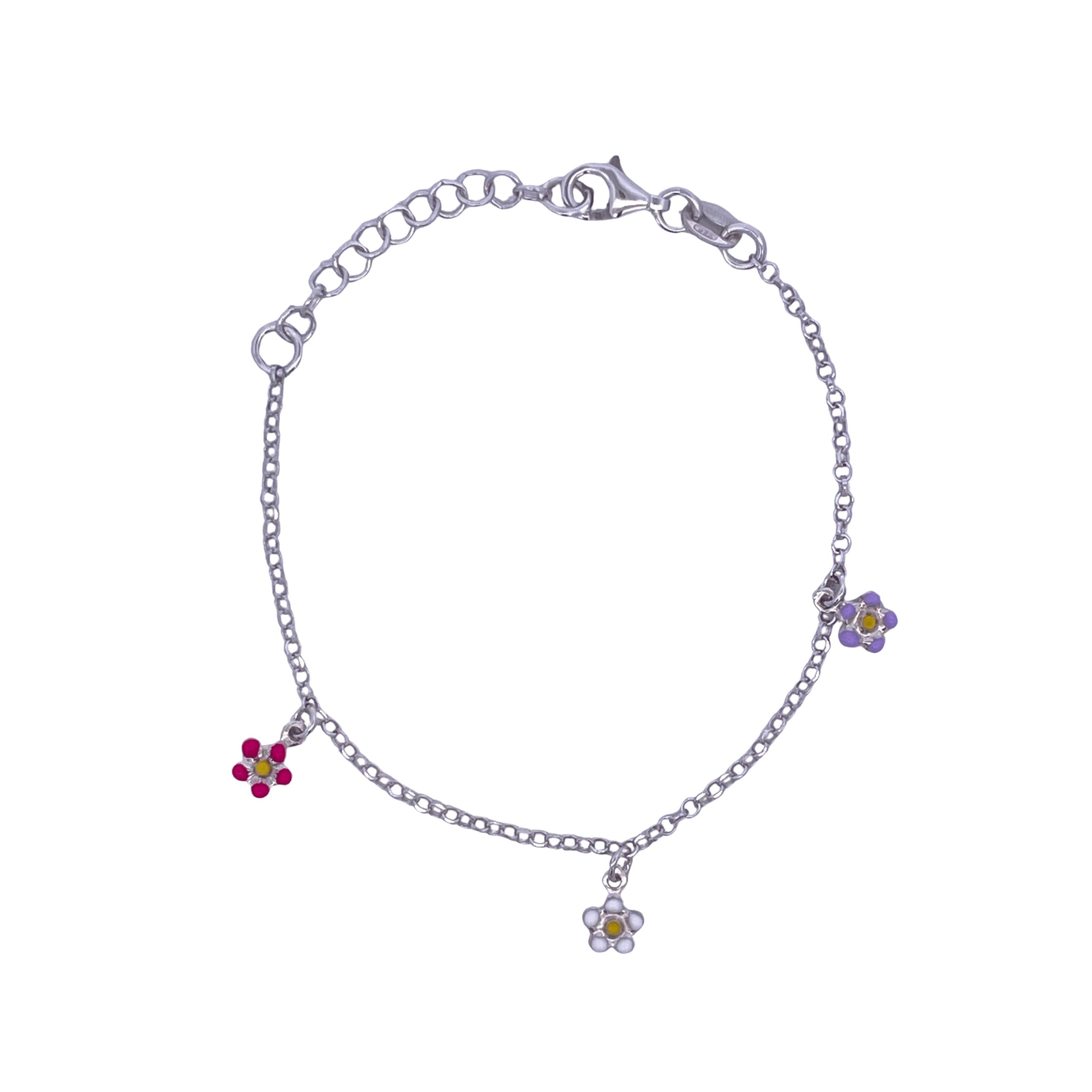 925SL STATION MINI FLOWER MULTICOLOR ENAMEL BRACELET - C'SANTOS
