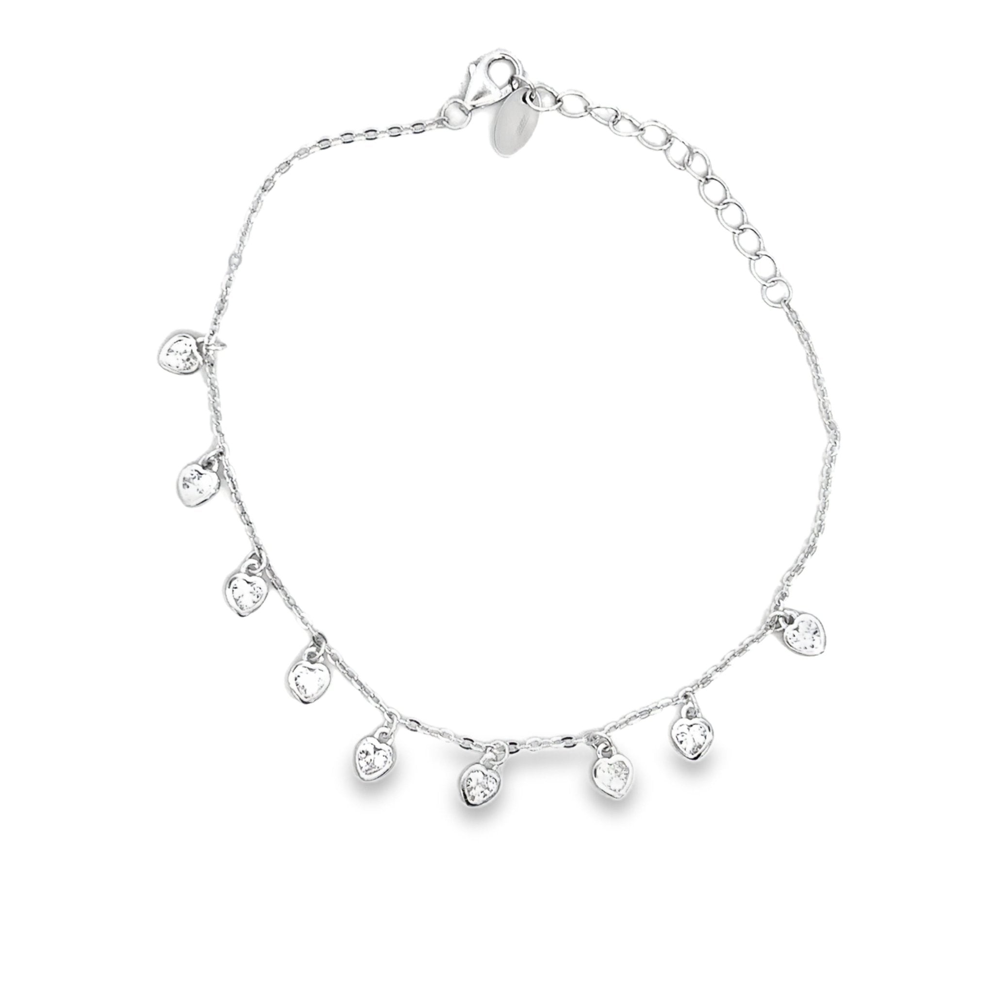 925SL STATION MINI HEART CZ BRACELET - C'SANTOS