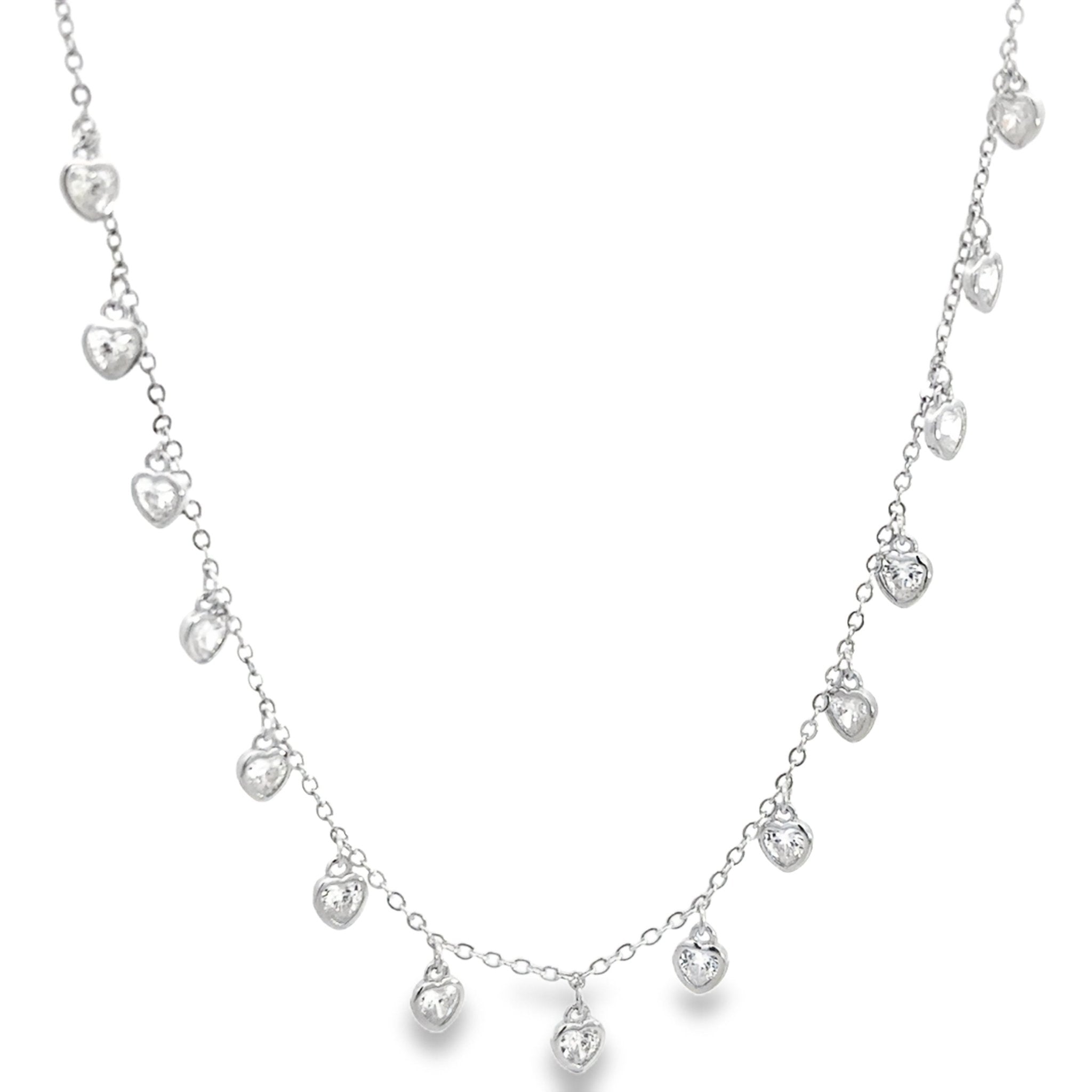 925SL STATION MINI HEART CZ NECKLACE - C'SANTOS