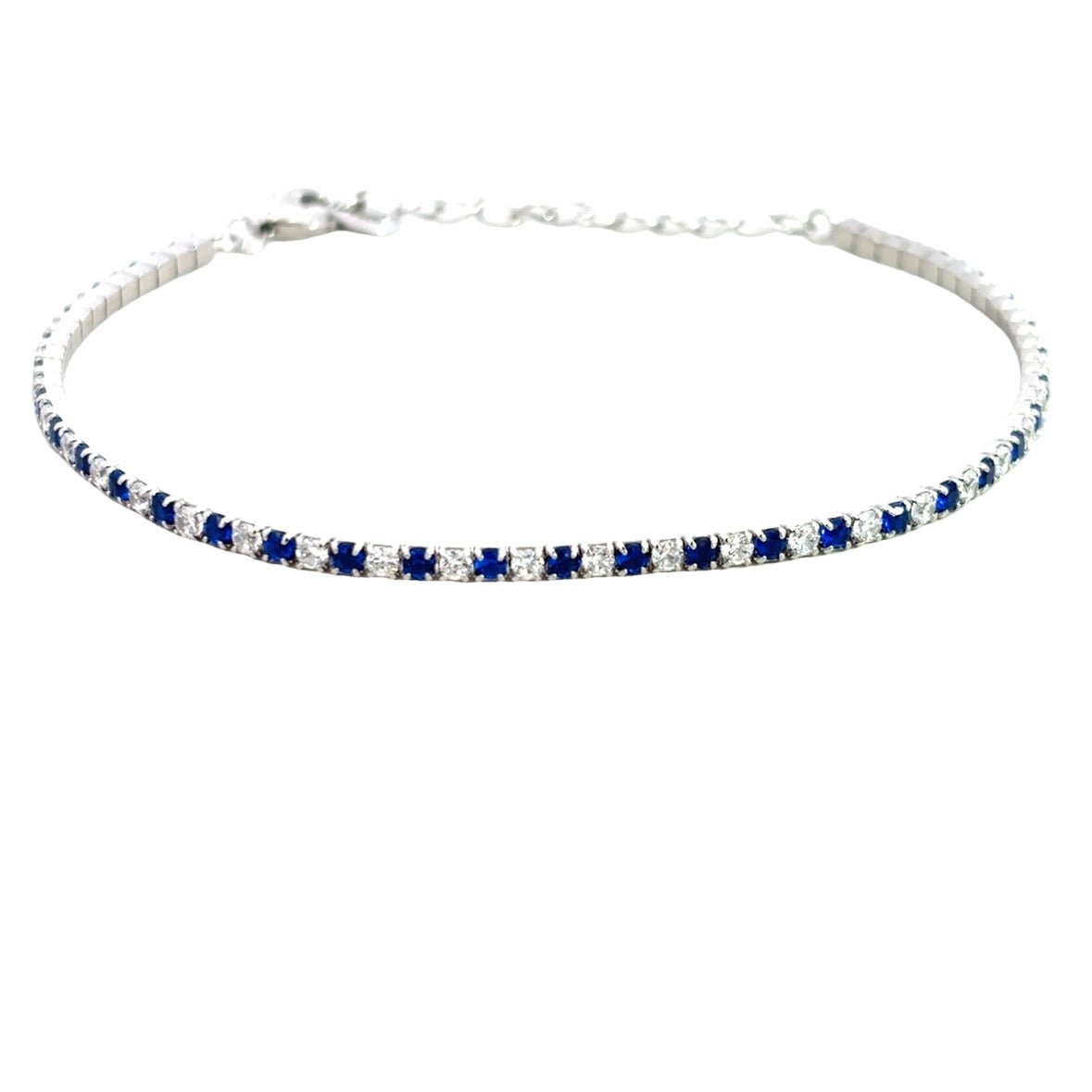 925SL TENNIS 1X1 WHITE AND BLUE CZ BRACELET - C'SANTOS