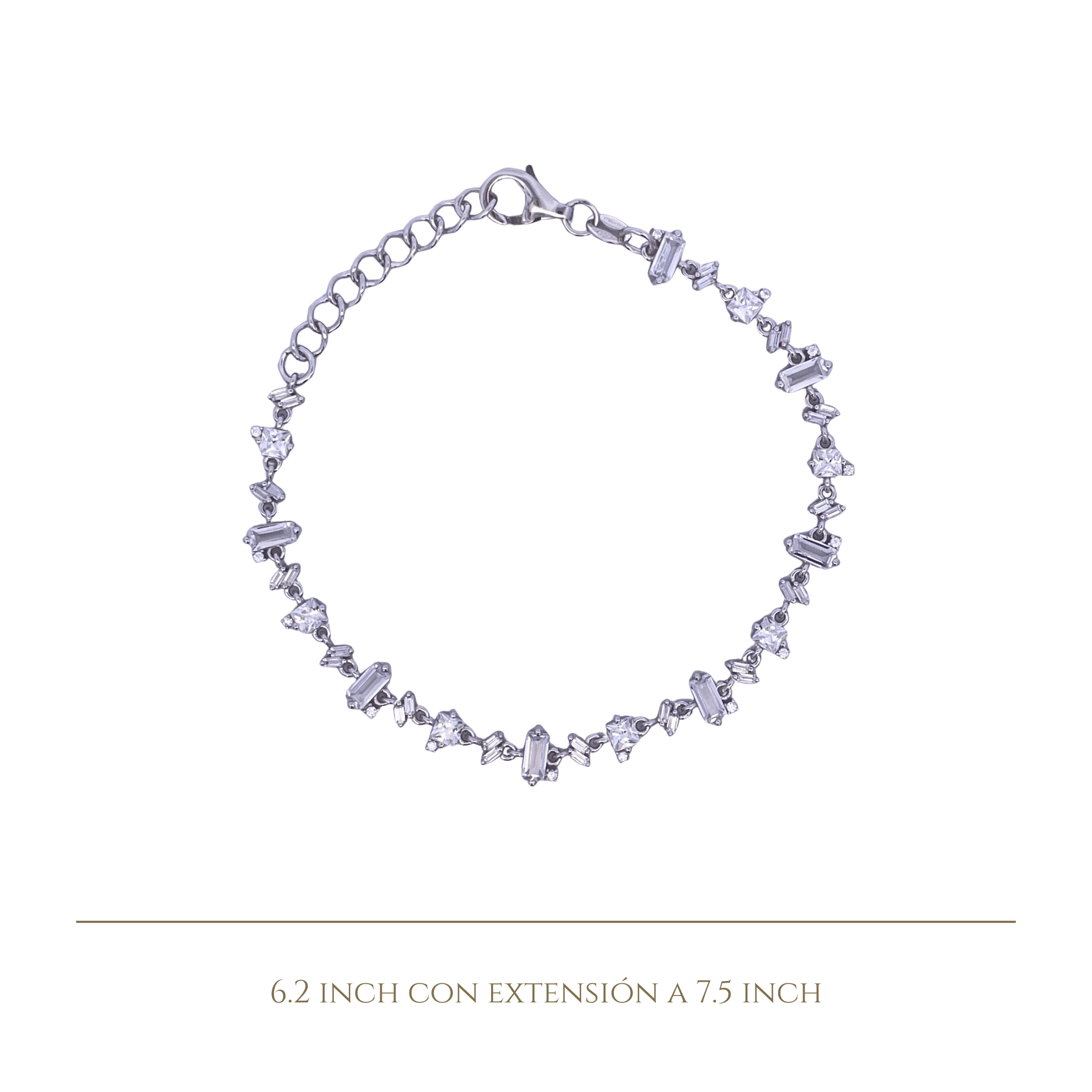 925SL TENNIS DIFFERENT CUTS CZ BRACELET - C'SANTOS