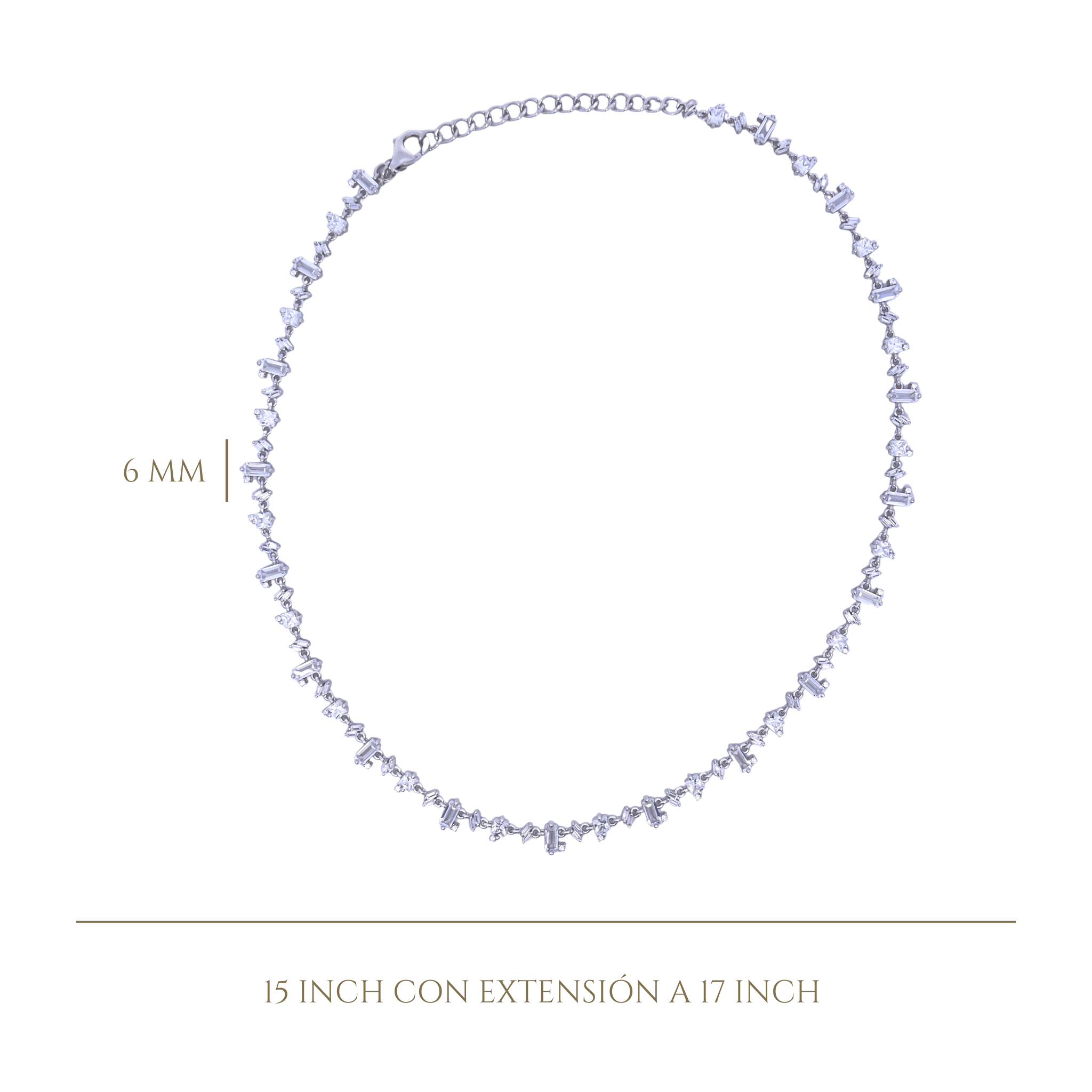 925SL TENNIS DIFFERENT CUTS CZ NECKLACE - C'SANTOS