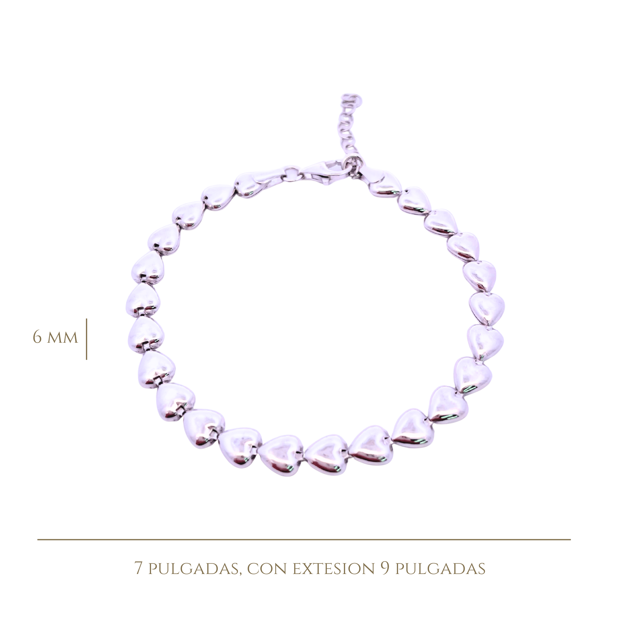 925SL TENNIS HEART SMOOTH BRACELET - C'SANTOS