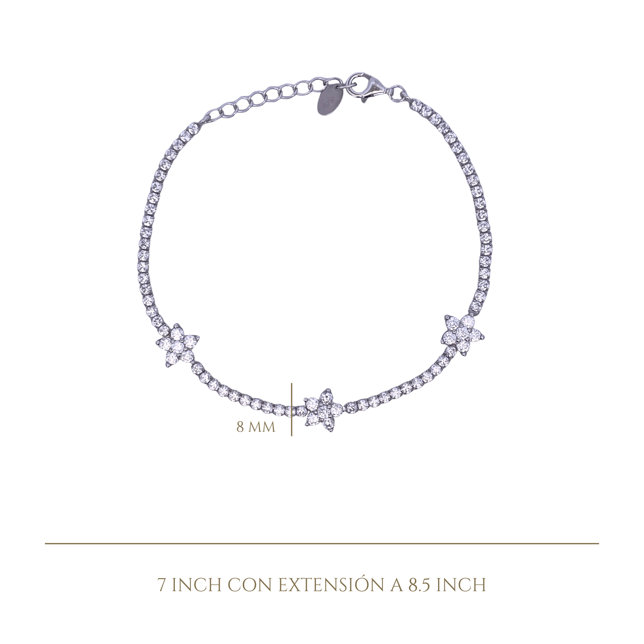 925SL TENNIS TRIPLE FLOWER CZ BRACELET - C'SANTOS
