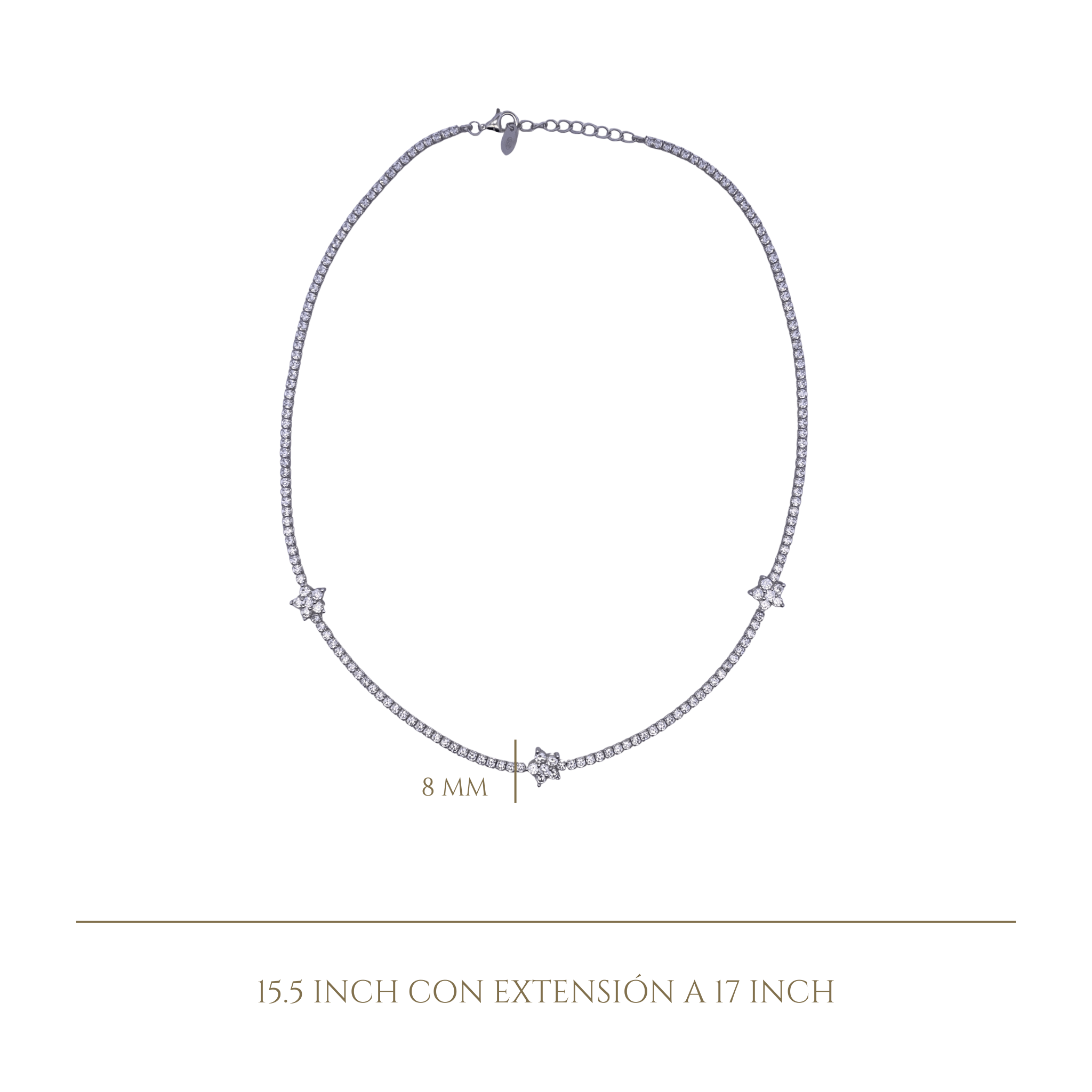 925SL TENNIS TRIPLE FLOWER CZ NECKLACE - C'SANTOS