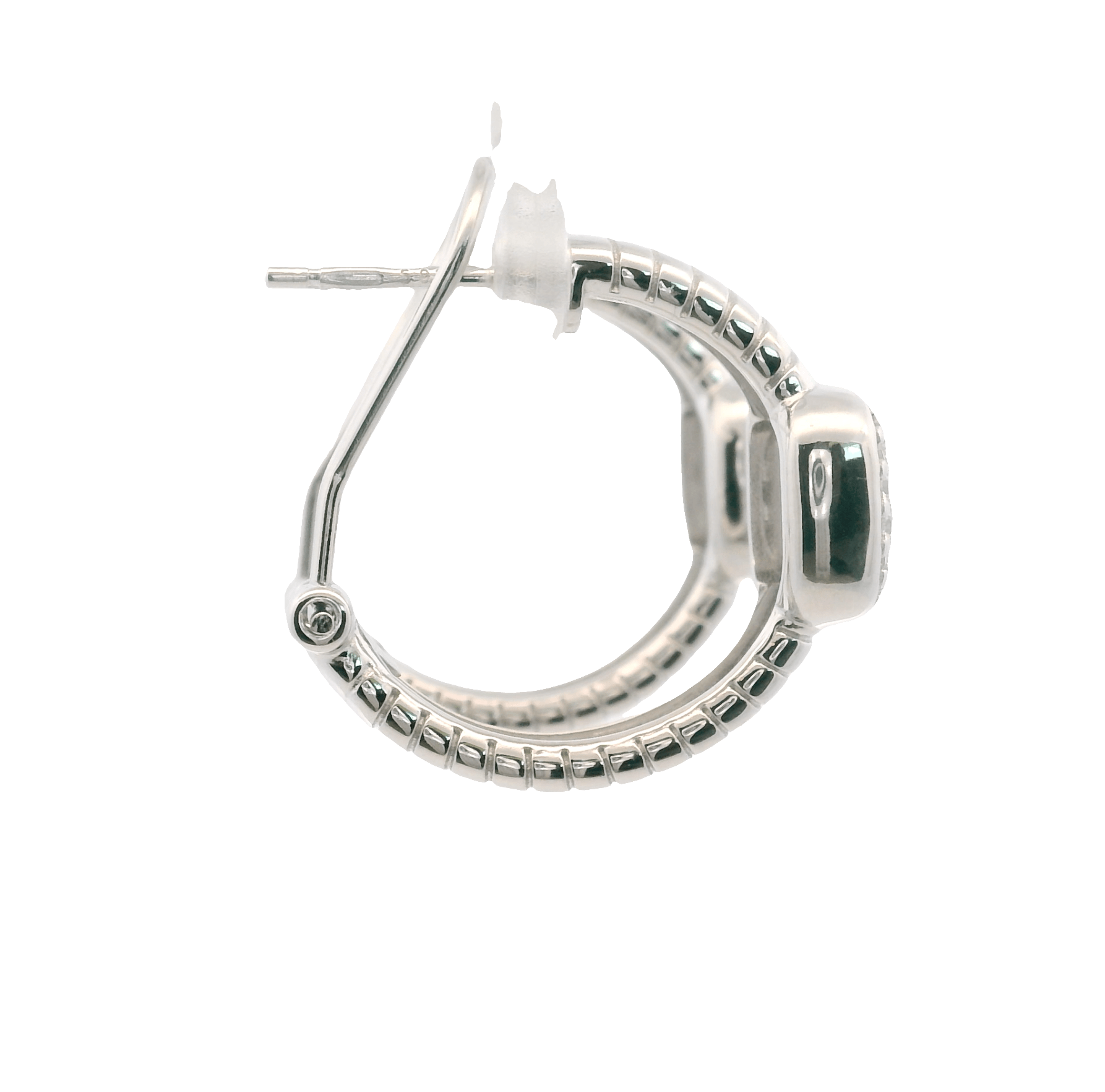 925SL TEXTURE CENTER SQUARE PAVE HOOPS - C'SANTOS