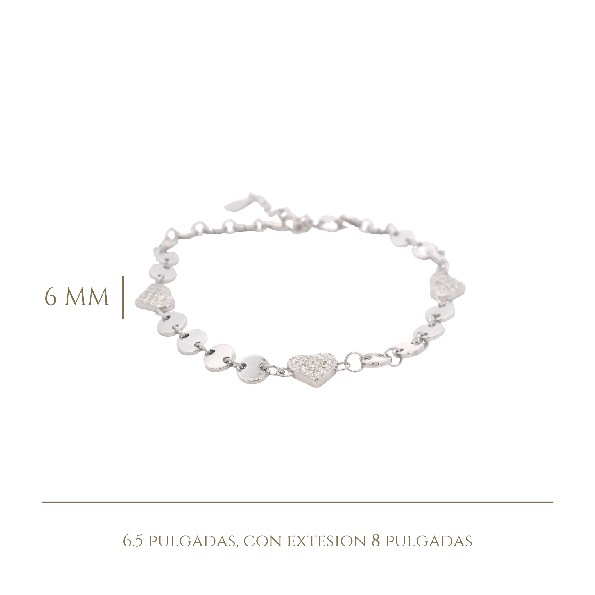 925SL TRIPLE HEART PAVE AND CIRCLE BRACELET - C'SANTOS