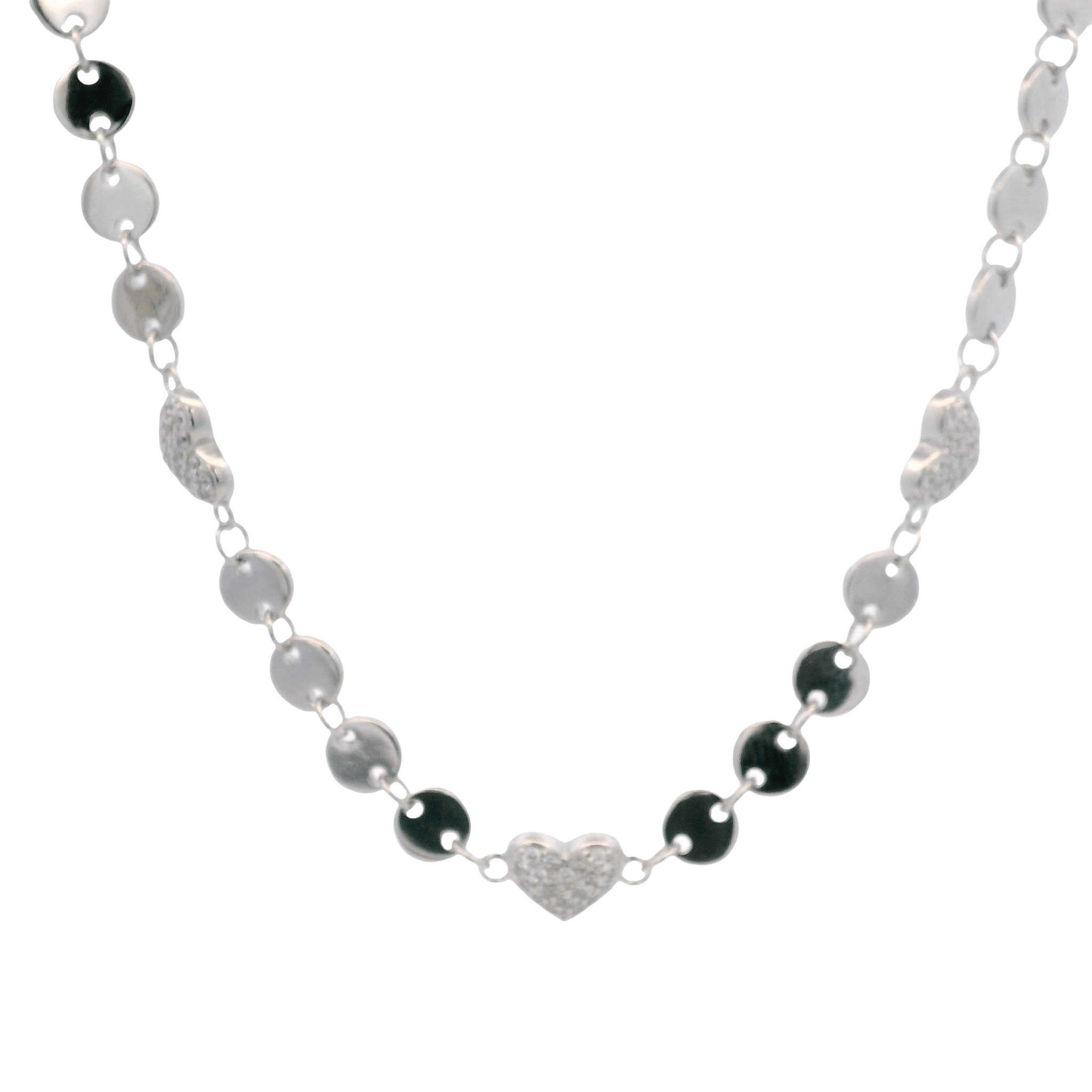 925SL TRIPLE HEART PAVE AND CIRCLE NECKLACE - C'SANTOS