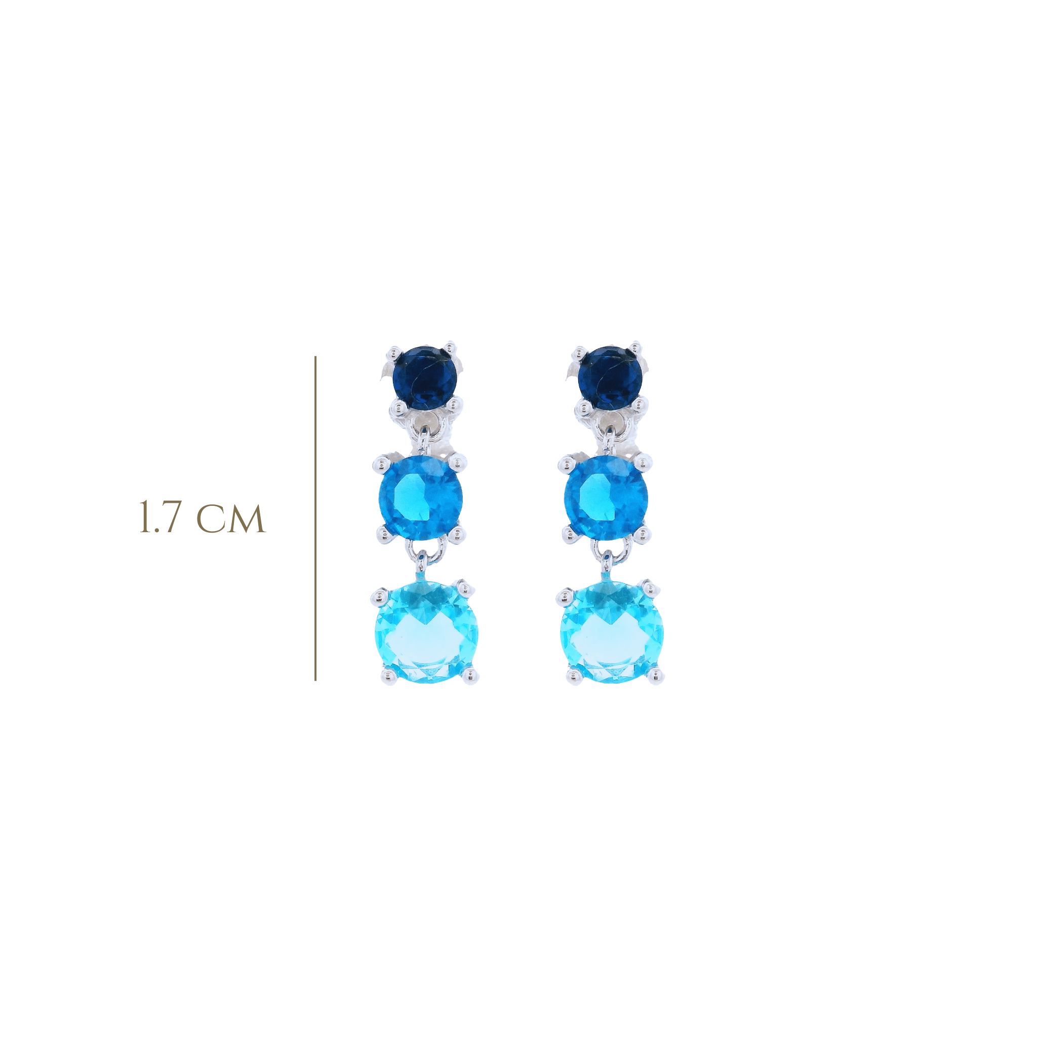 925SL TRIPLE STONE BLUE EARRINGS - C'SANTOS