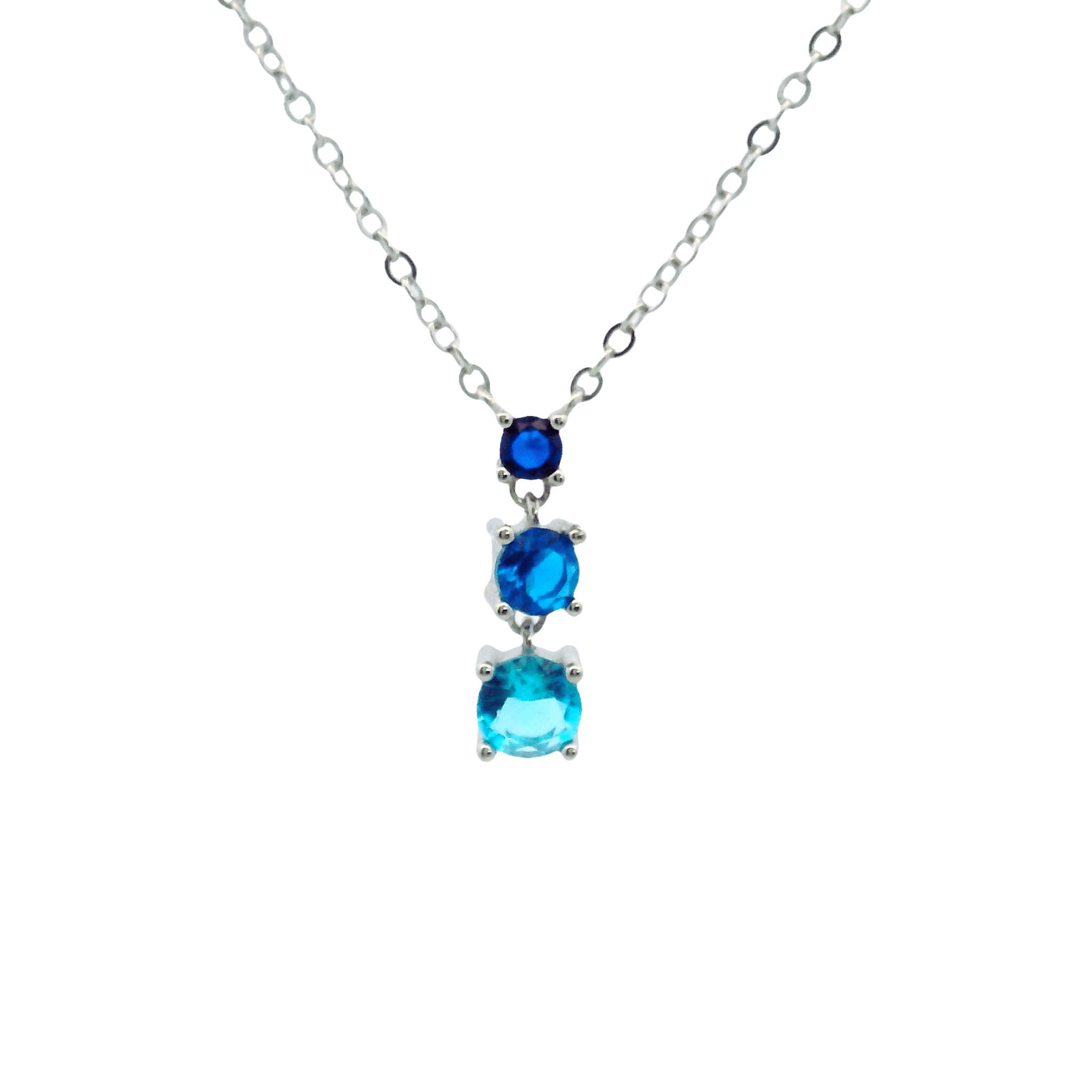 925SL TRIPLE STONE BLUE NECKLACE - C'SANTOS
