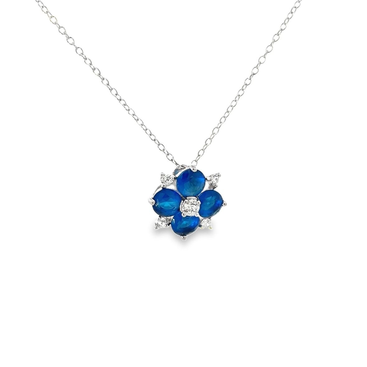 925SS 4 PETALS FLOWER BLUE SET - C'SANTOS