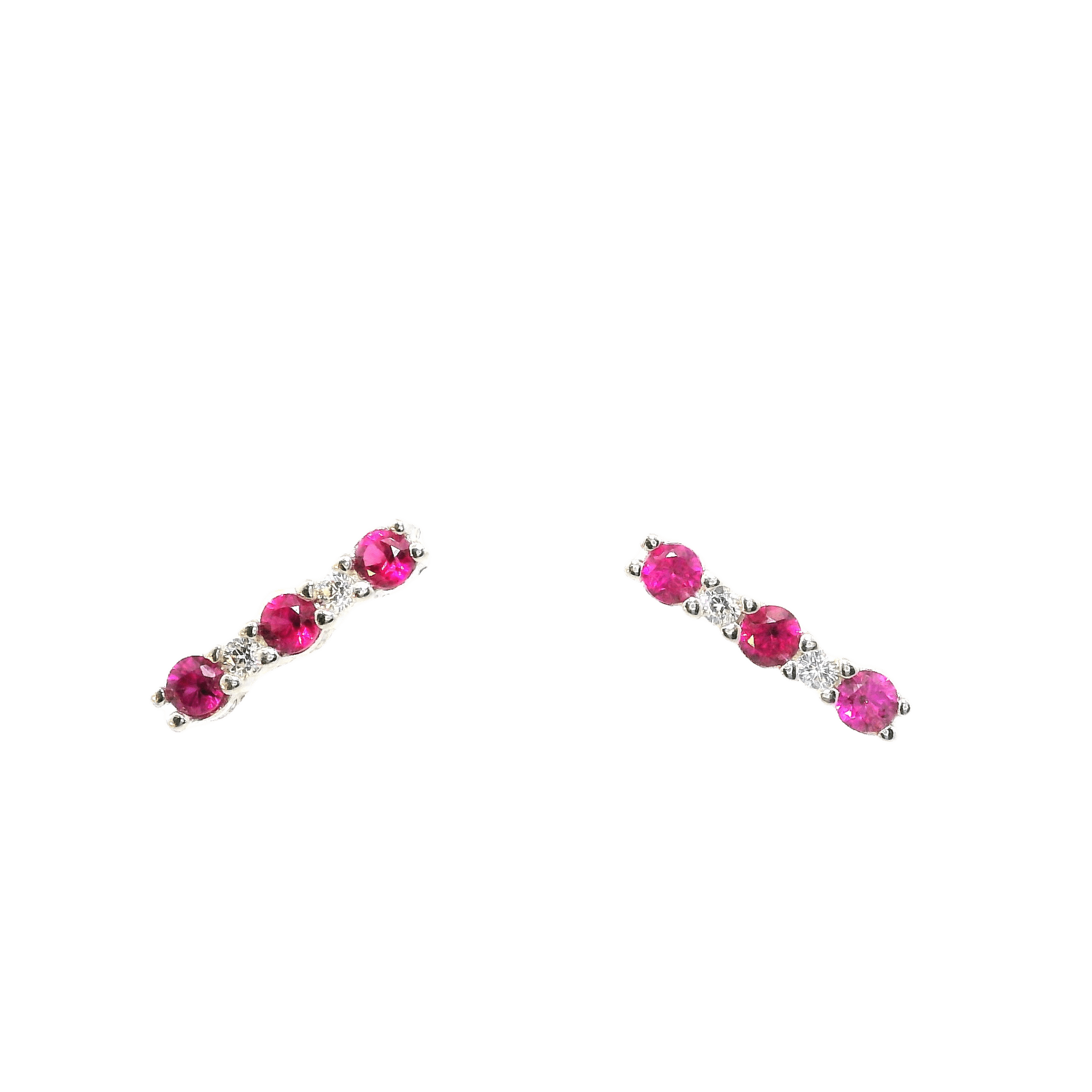 925SS BAR CZ PINK WITH WHITE CZ EARRINGS - C'SANTOS